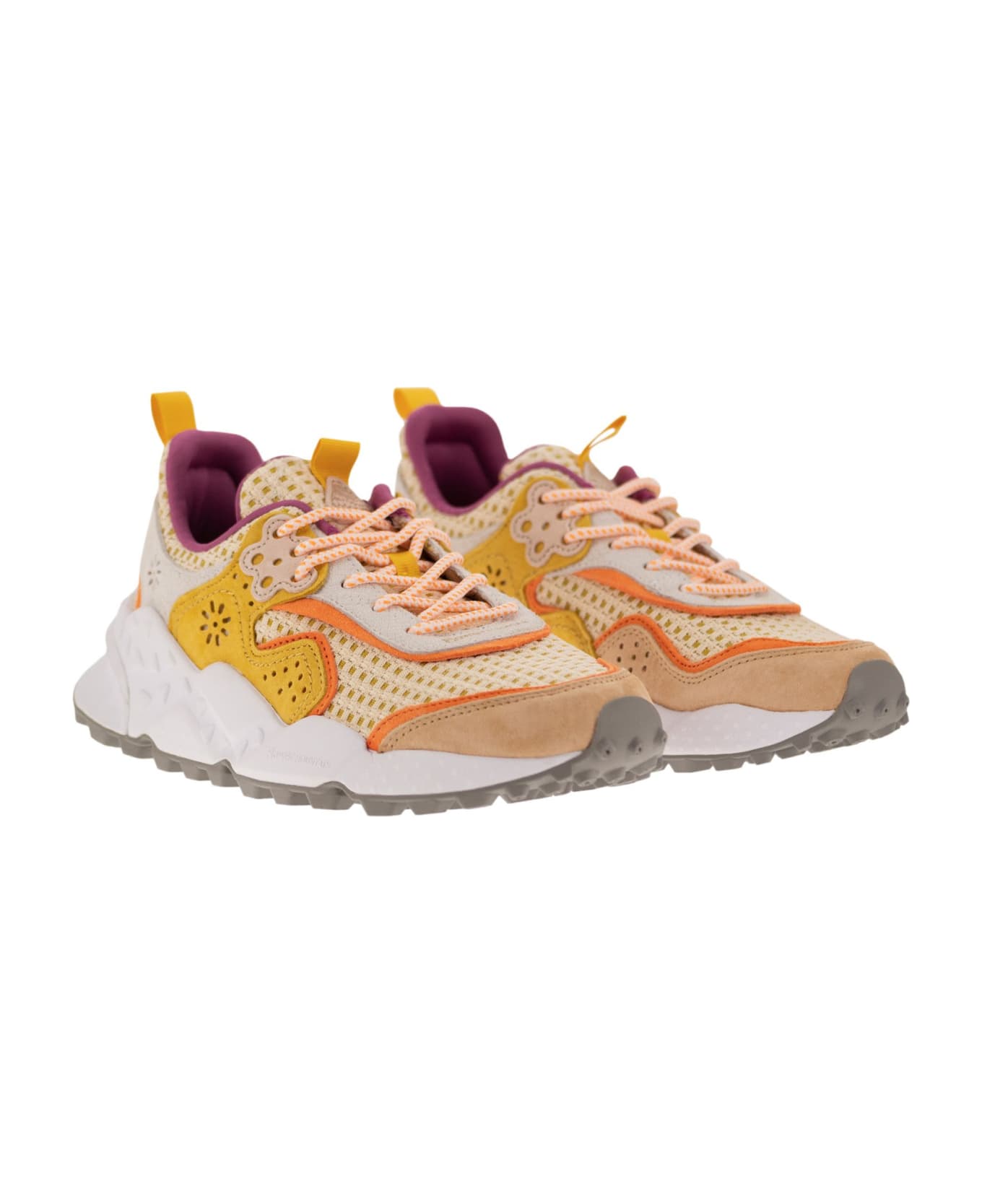 Flower Mountain Kotetsu - Sneakers In Suede And Technical Fabric - Beige