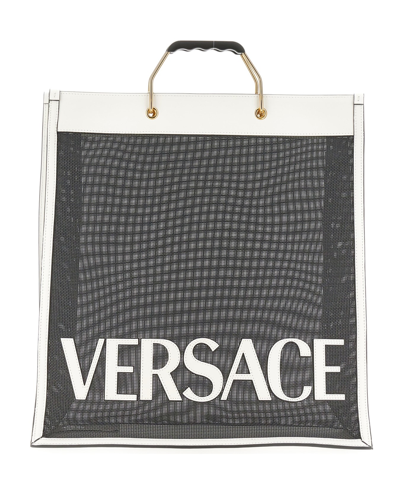 Versace Shopper Bag With Logo - BIANCO
