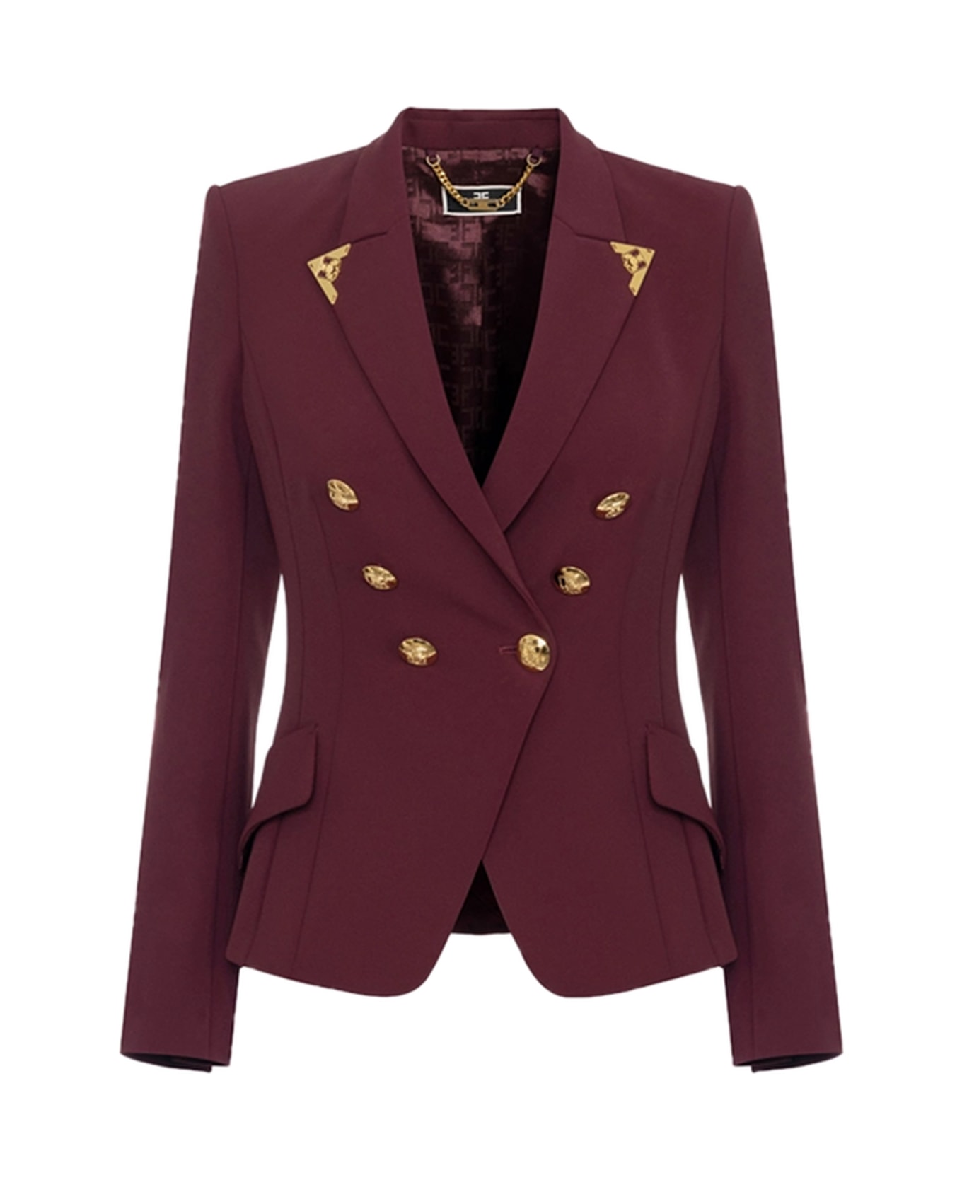 Elisabetta Franchi Stretch Crêpe Double-breasted Jacket - Bordeaux