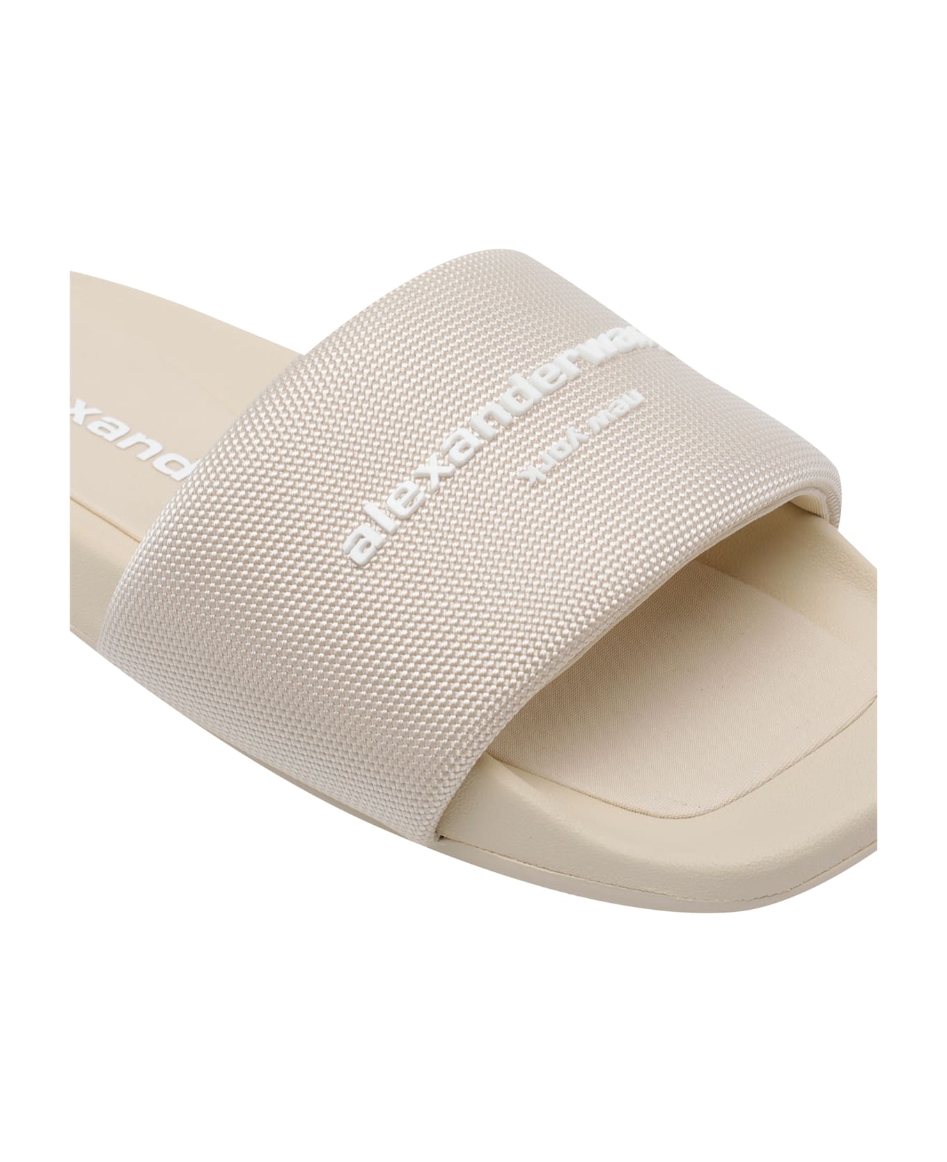 Alexander Wang Logo Slide Sandals - Beige