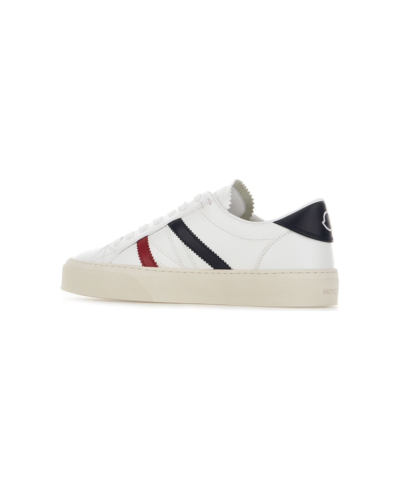 Moncler White Leather Monaco 2 Sneakers - WHITE