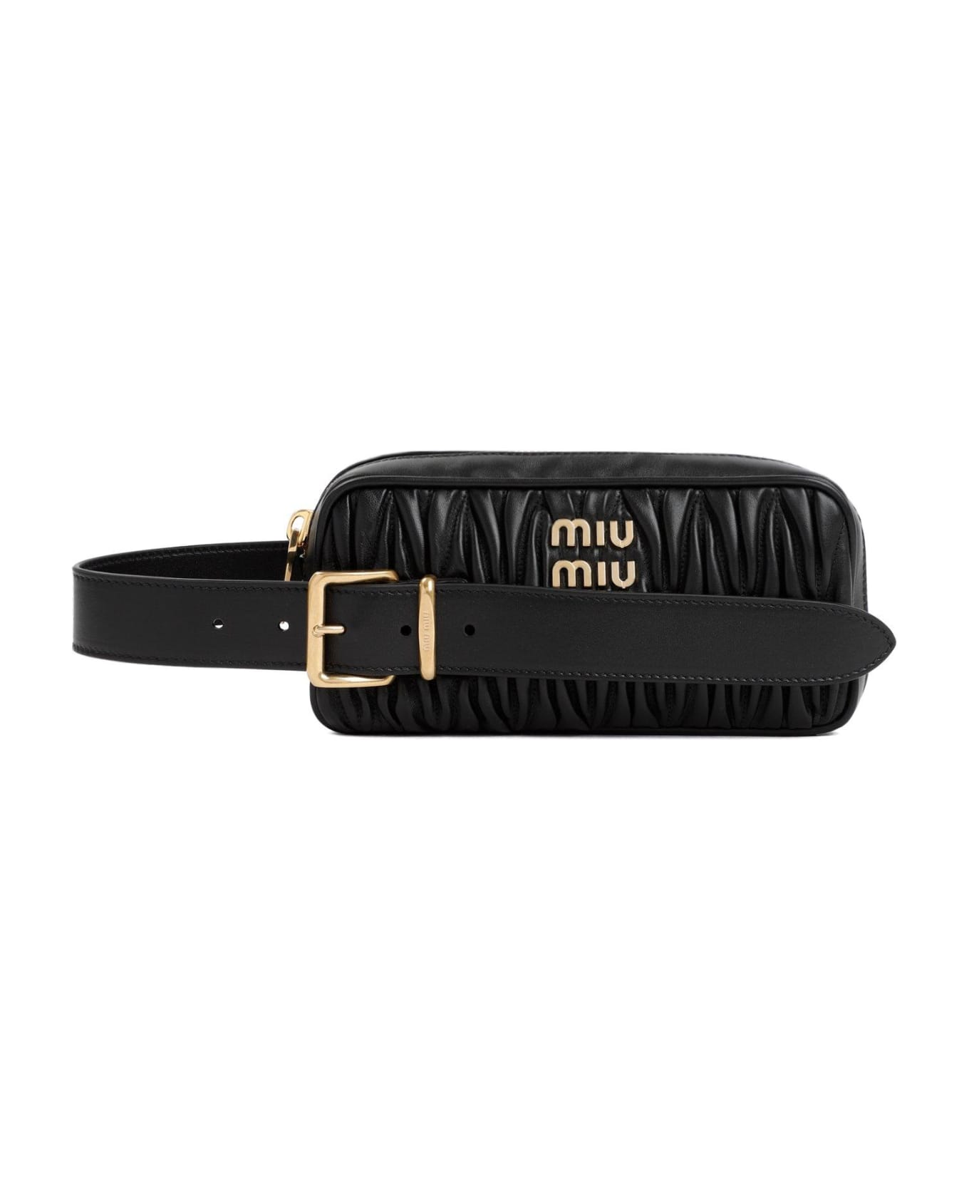 Miu Miu Logo-lettering Zipped Clutch Bag - NERO