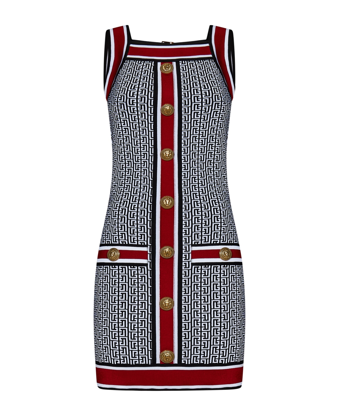 Balmain Mini Knit Dress With All-over Monogram - Multicolor