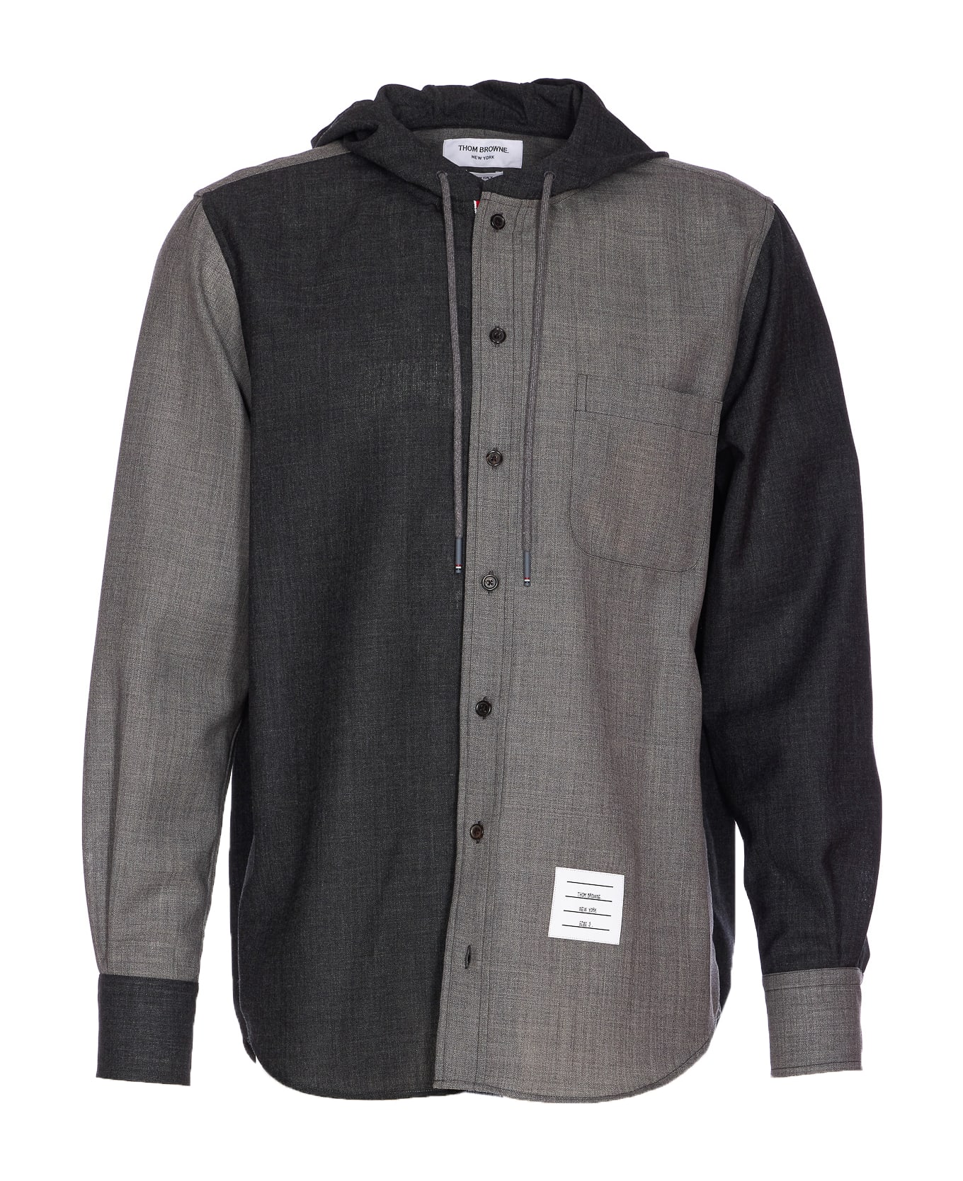 Thom Browne Fresco Funmix Hooded Shirt - Grey