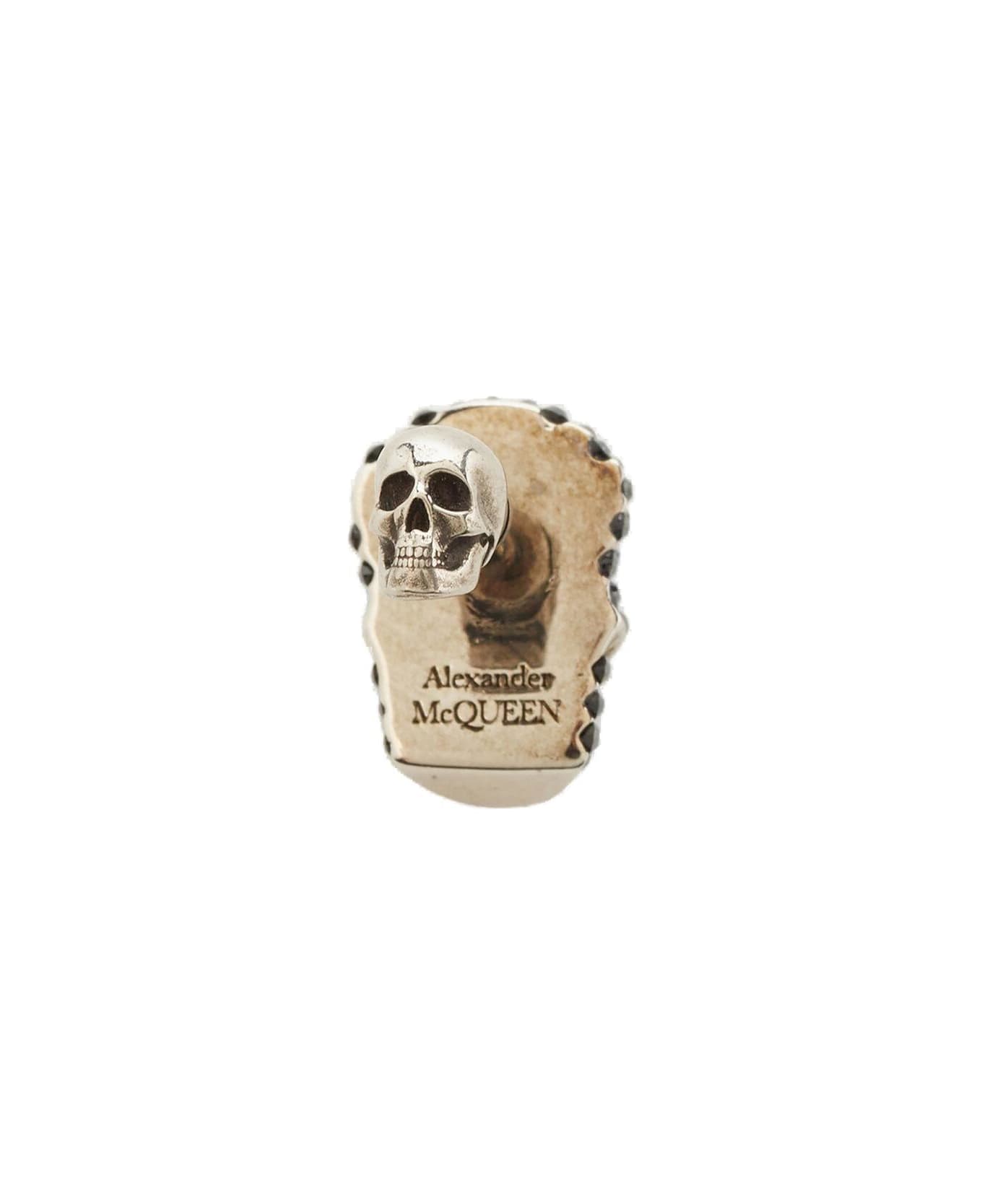 Alexander McQueen Pave Skull Earring - Argento