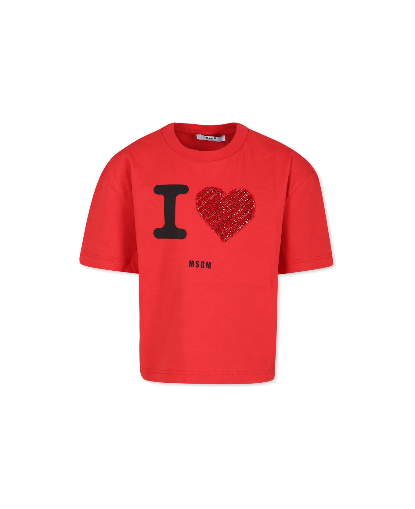 MSGM Red T-shirt For Girl With Logo - Red