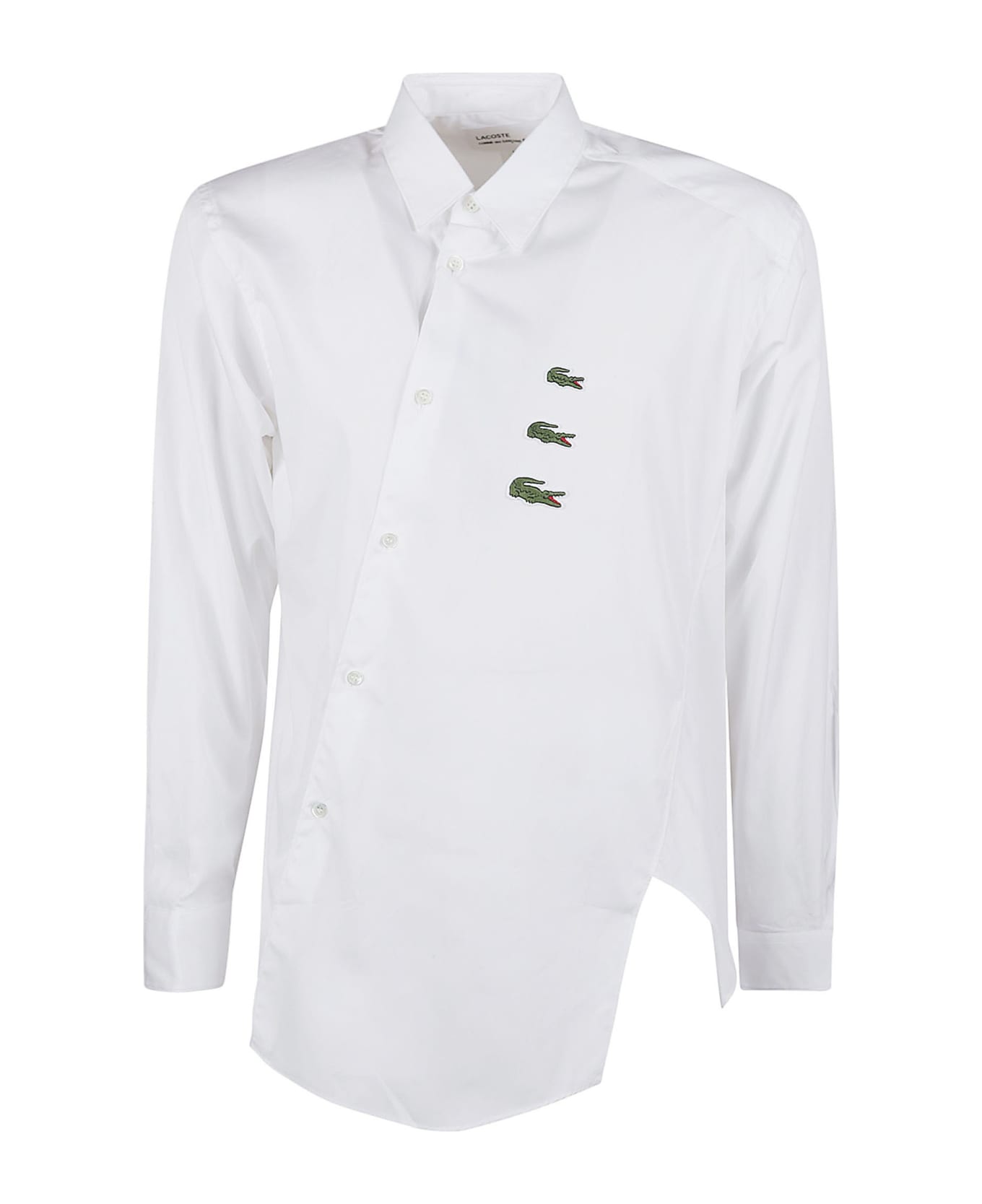 Comme des Garçons Asymmetric Crocodile Embroidered Shirt - White