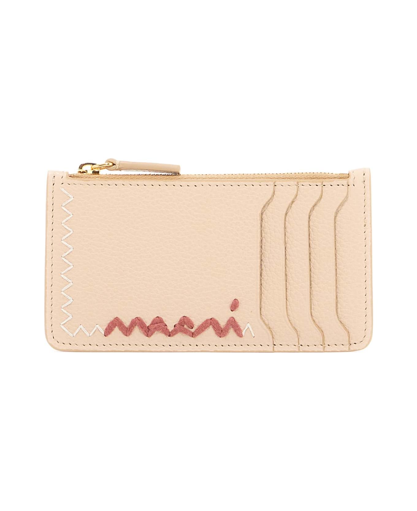 Marni Embroidered Card Holder - SOFT BEIGE (Beige)