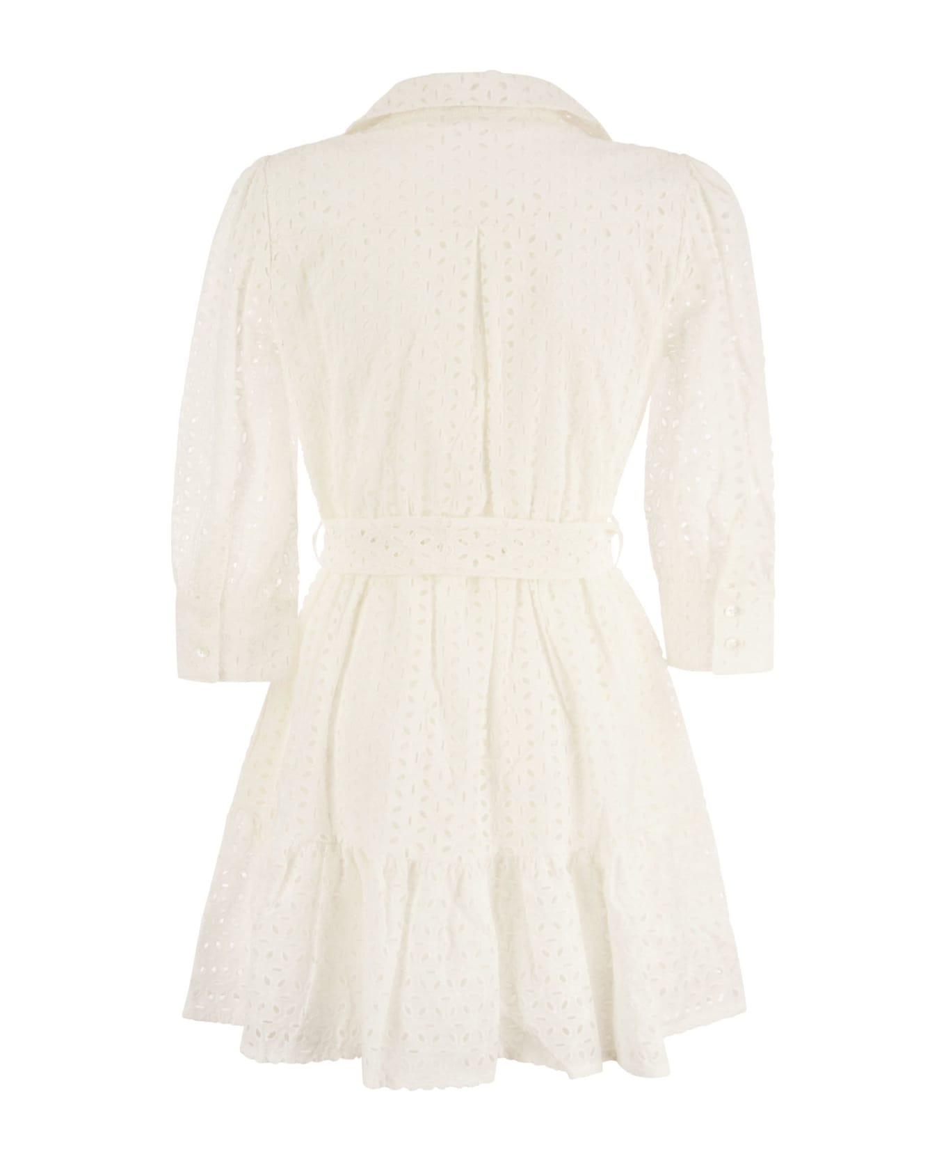 MC2 Saint Barth Short Cotton Dress With Embroidery - White