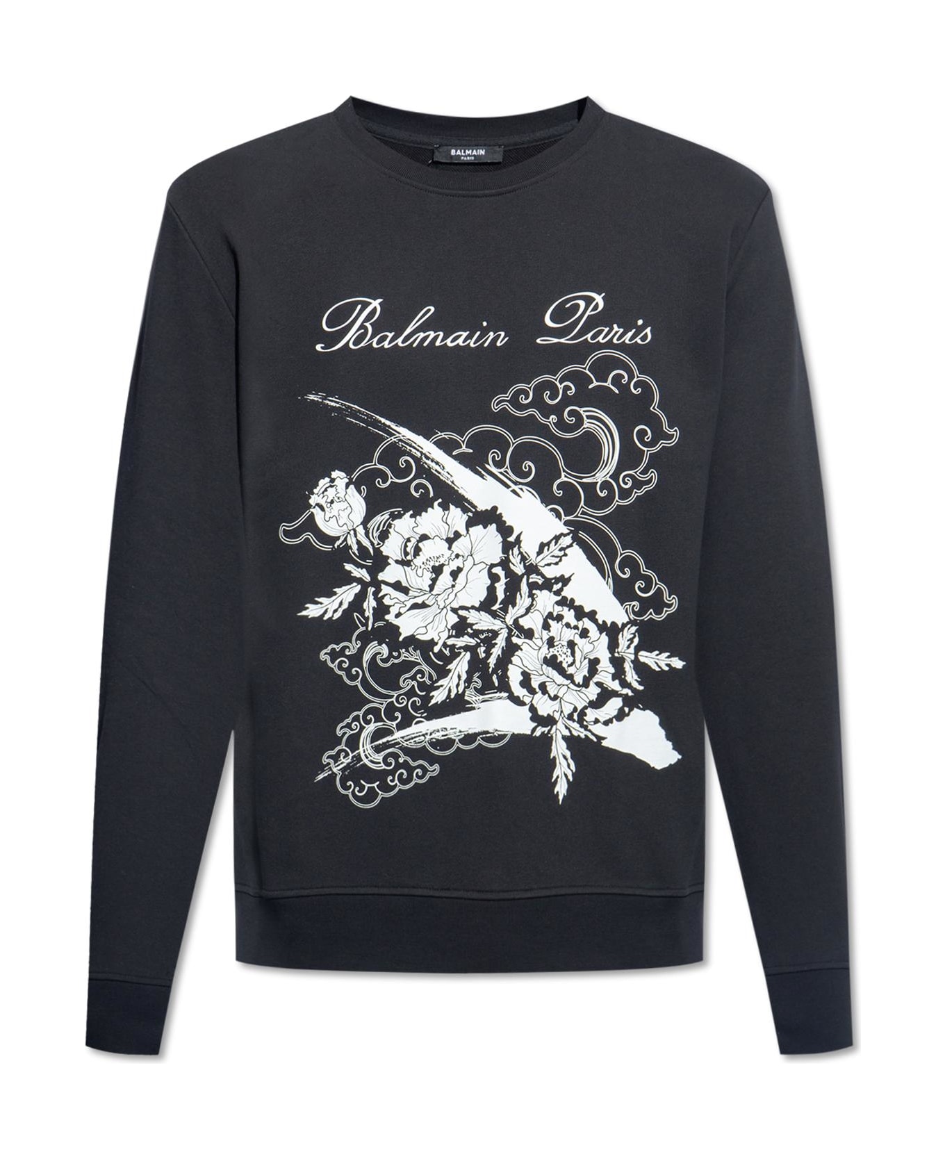 Balmain Printed Sweatshirt - BLACK フリース