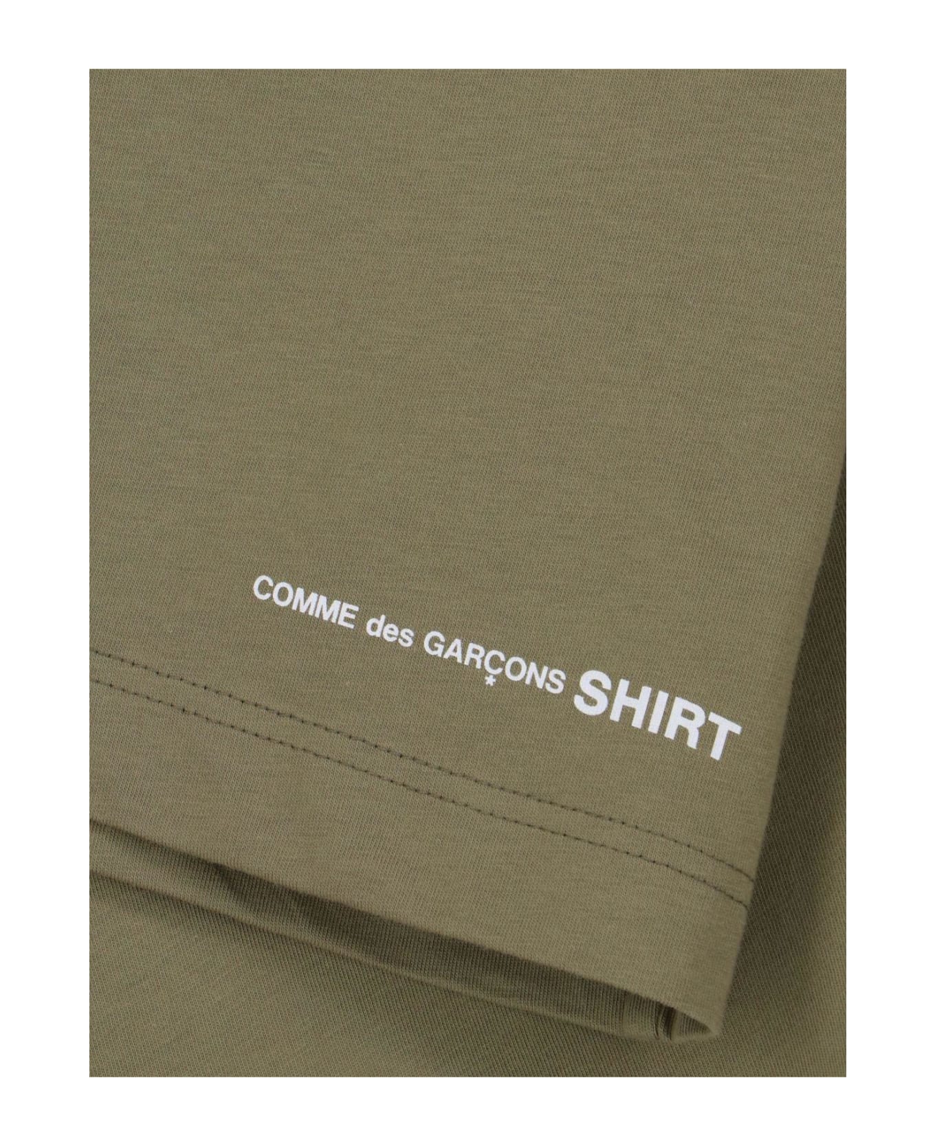 Comme des Garçons Shirt Logo Printed Crewneck T-shirt - Khaki