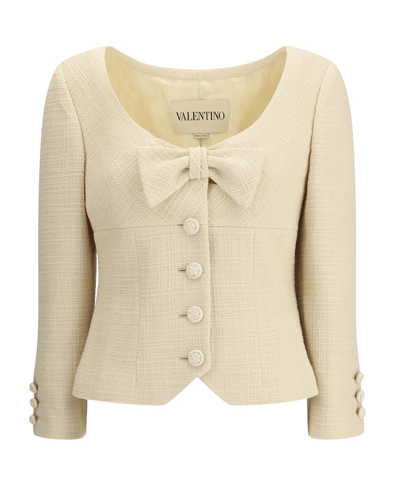 Valentino Short Jacket In Plain Wool Tweed