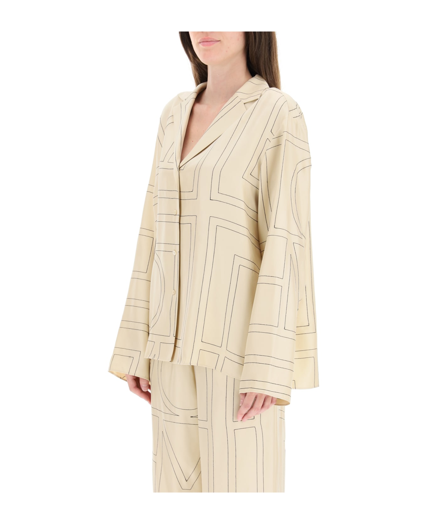 Totême Silk Twill Pajama Shirt - Beige