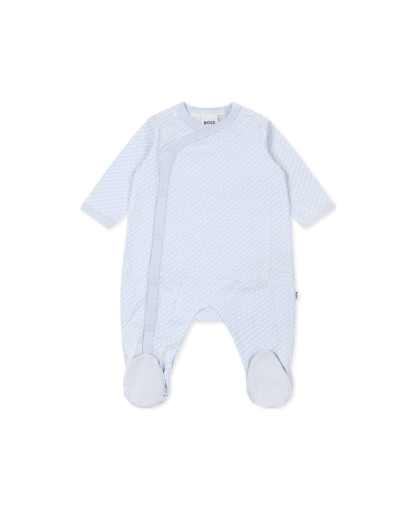 Hugo Boss Light Blue Babygrow For Baby Boy With Monogram - Light Blue