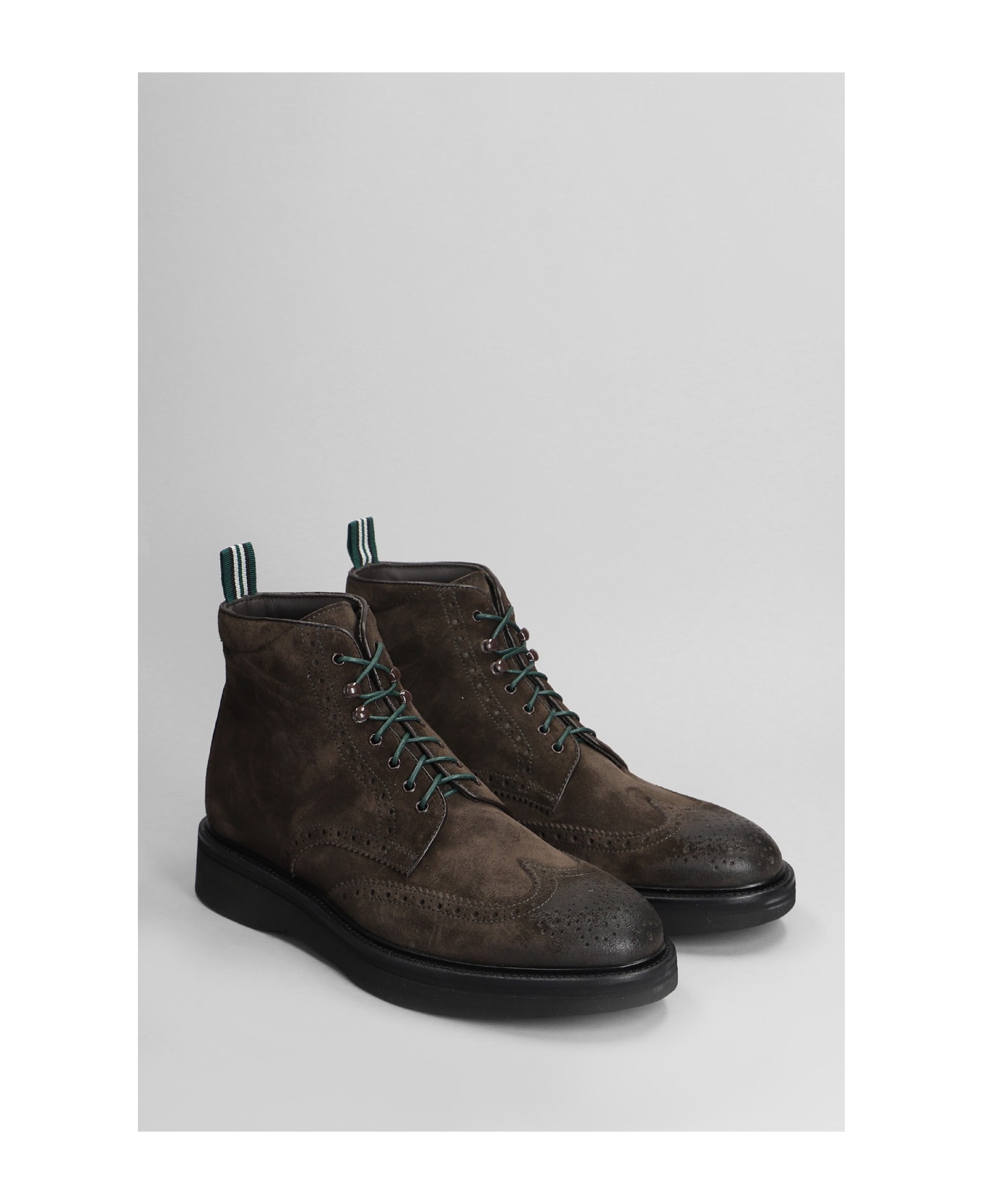 Green George Lace Up Shoes In Brown Suede - brown