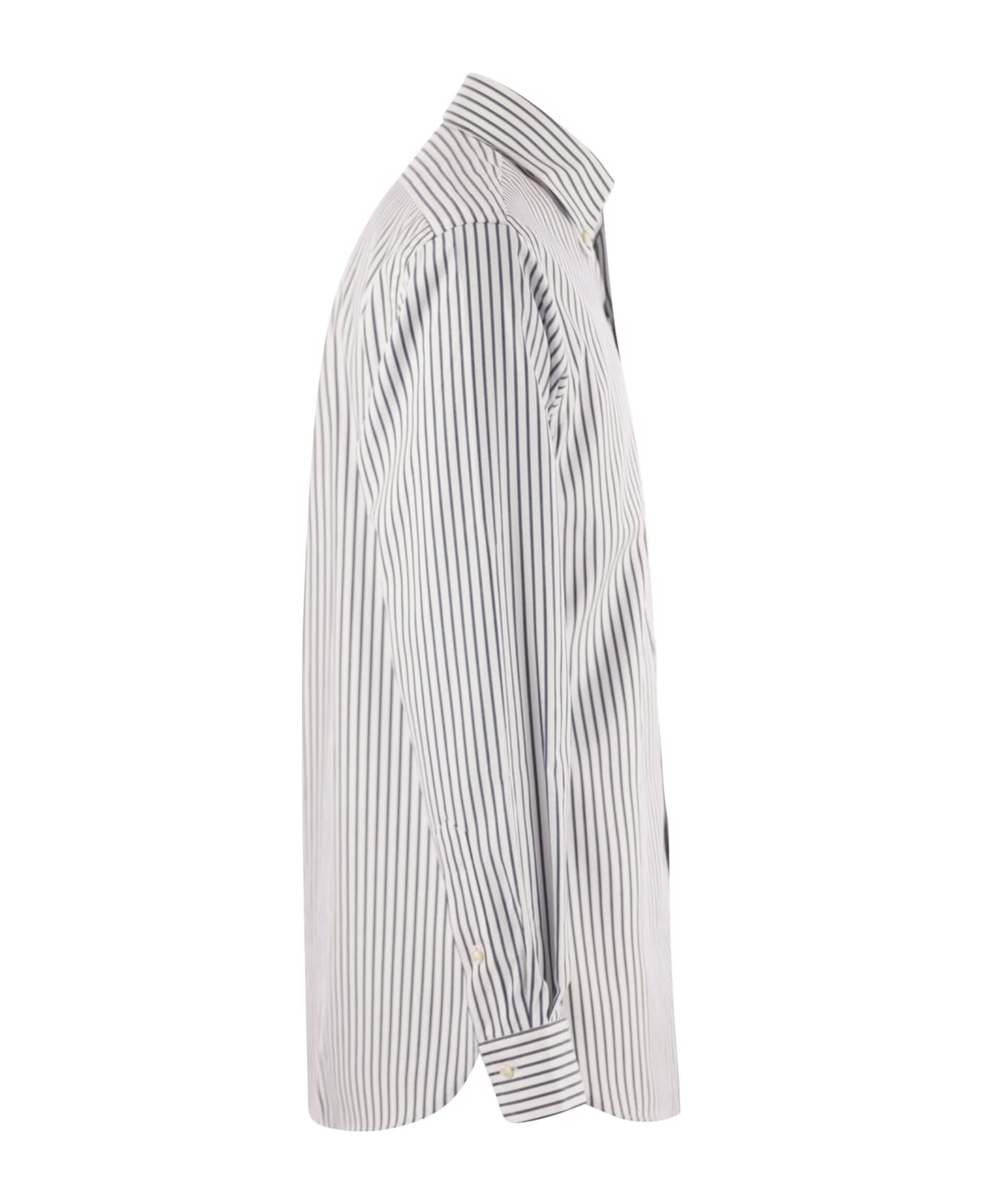 Polo Ralph Lauren Custom-fit Striped Cotton Shirt - White/blue