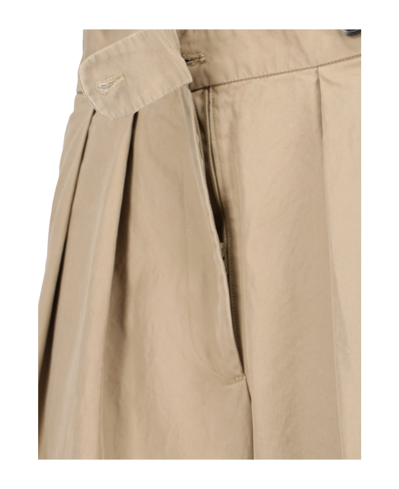 Full zip high neck sweatshirt with pockets CV8603_A02 Pleated Pants - Beige