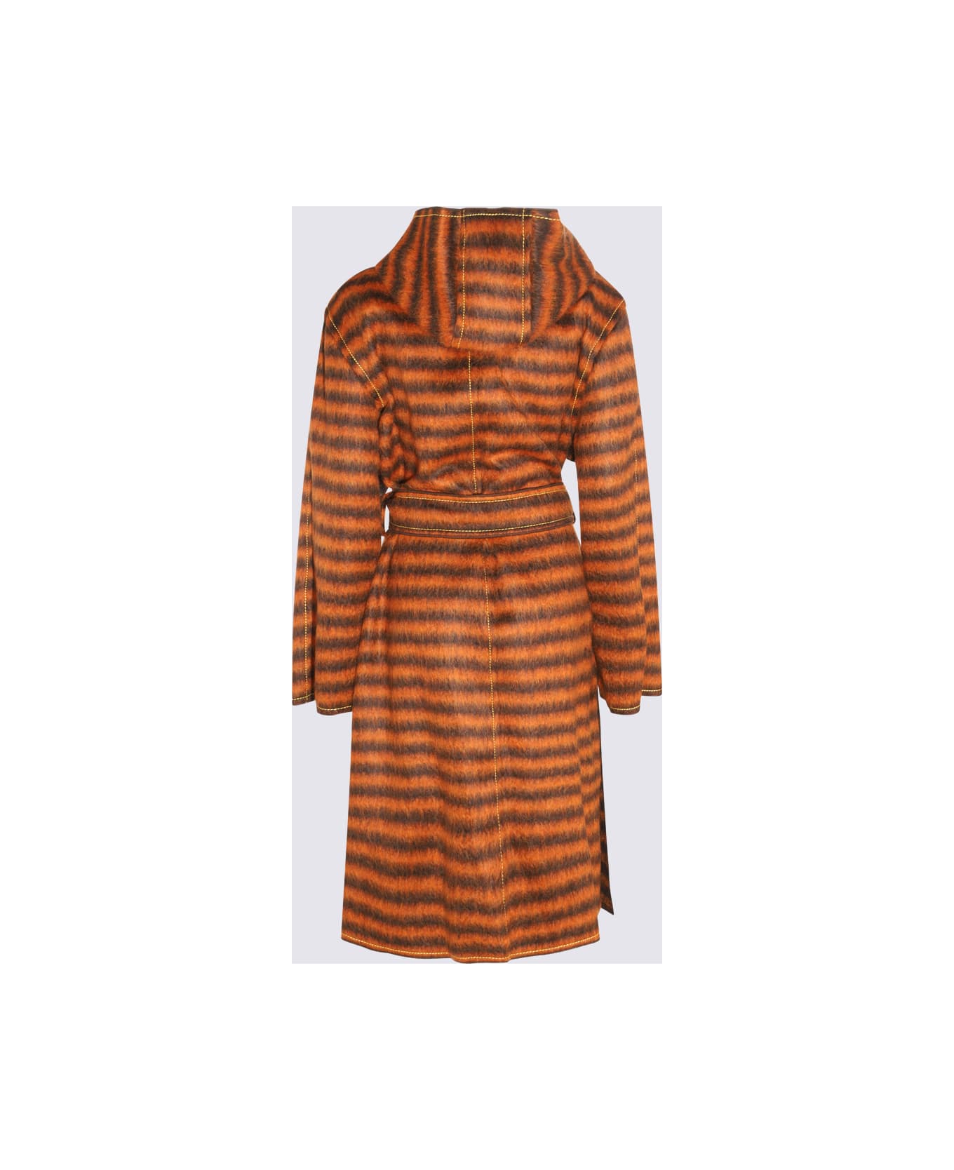 Marni Orange Mohair And Virgin Wool Blend Stripe Coat - Black
