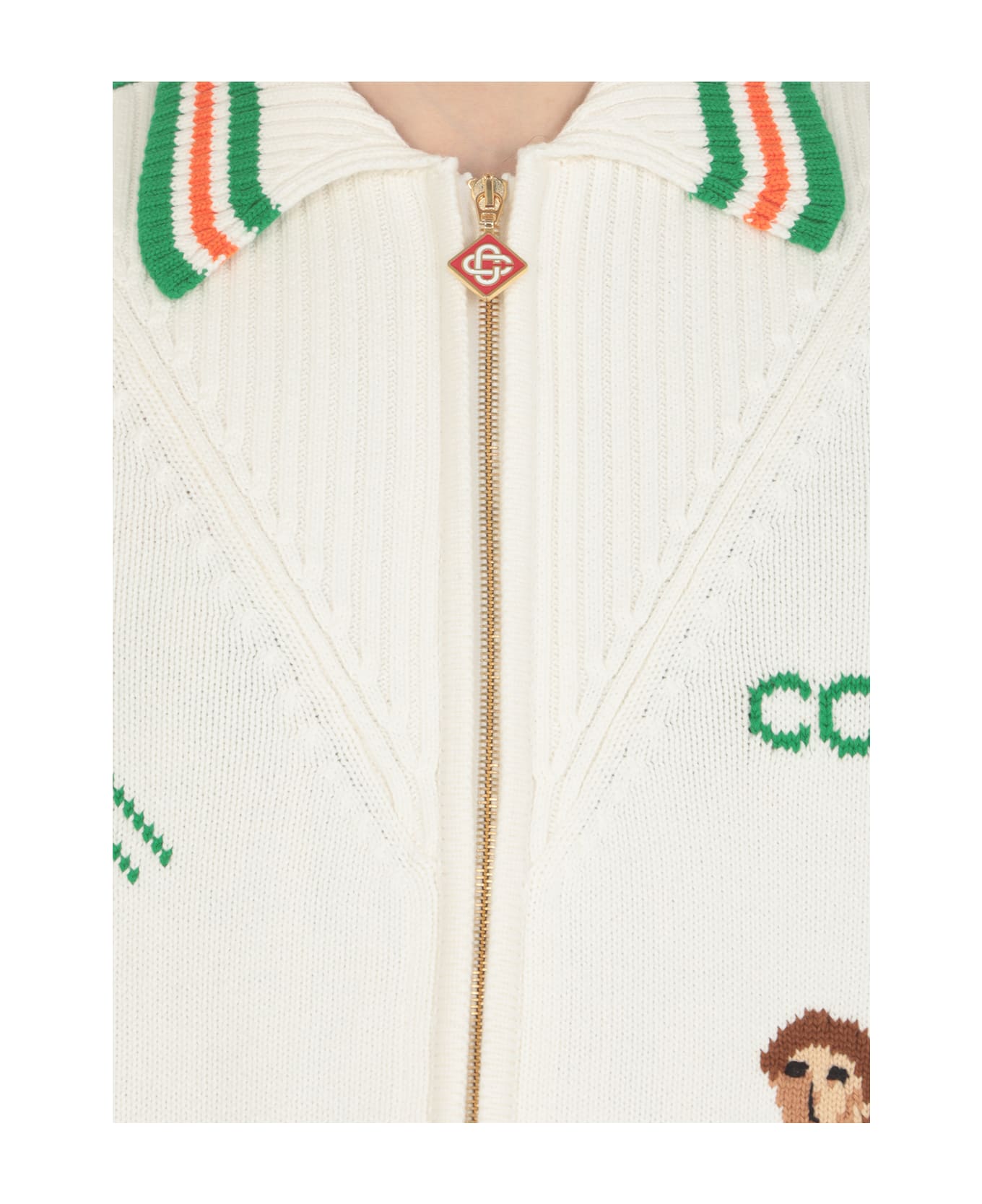 Casablanca 'le Jeou Intarsia' Cardigan - White