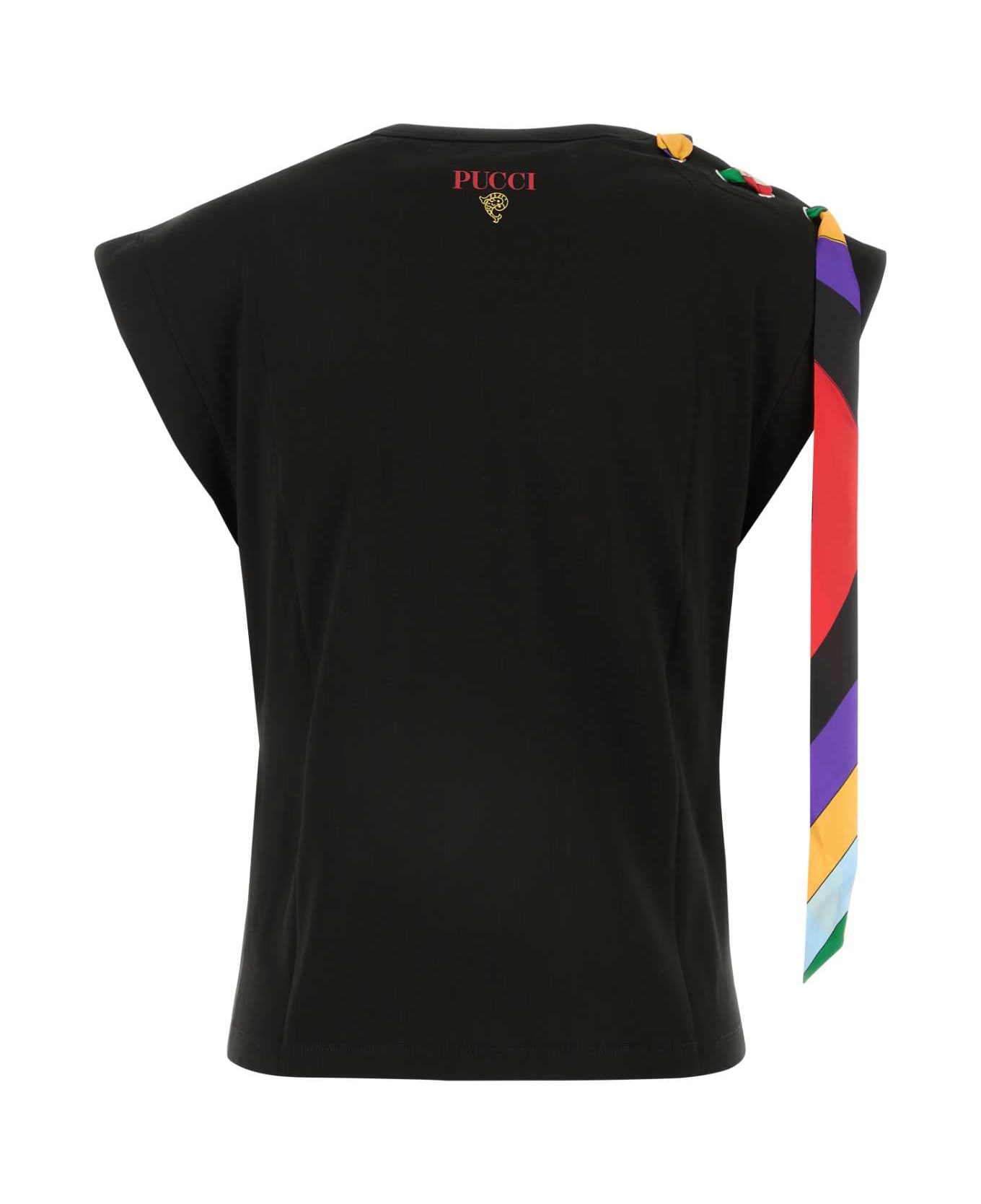 Pucci Black Cotton T-shirt - NERO