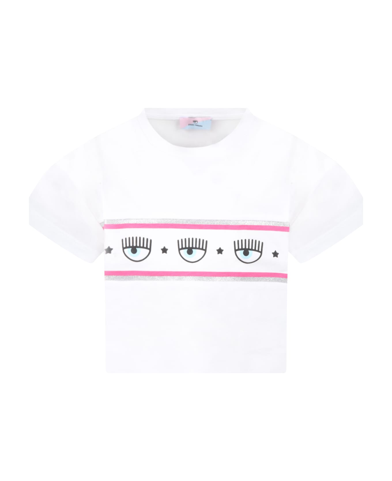 Chiara Ferragni White T-shirt For Girl With Iconic Eyes Flirting - WHITE Tシャツ＆ポロシャツ