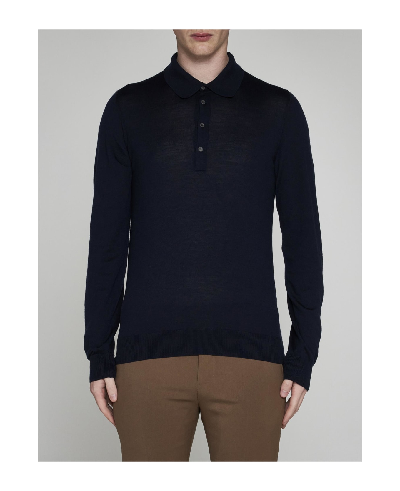 Piacenza Cashmere Wool Polo Shirt - Blu navy
