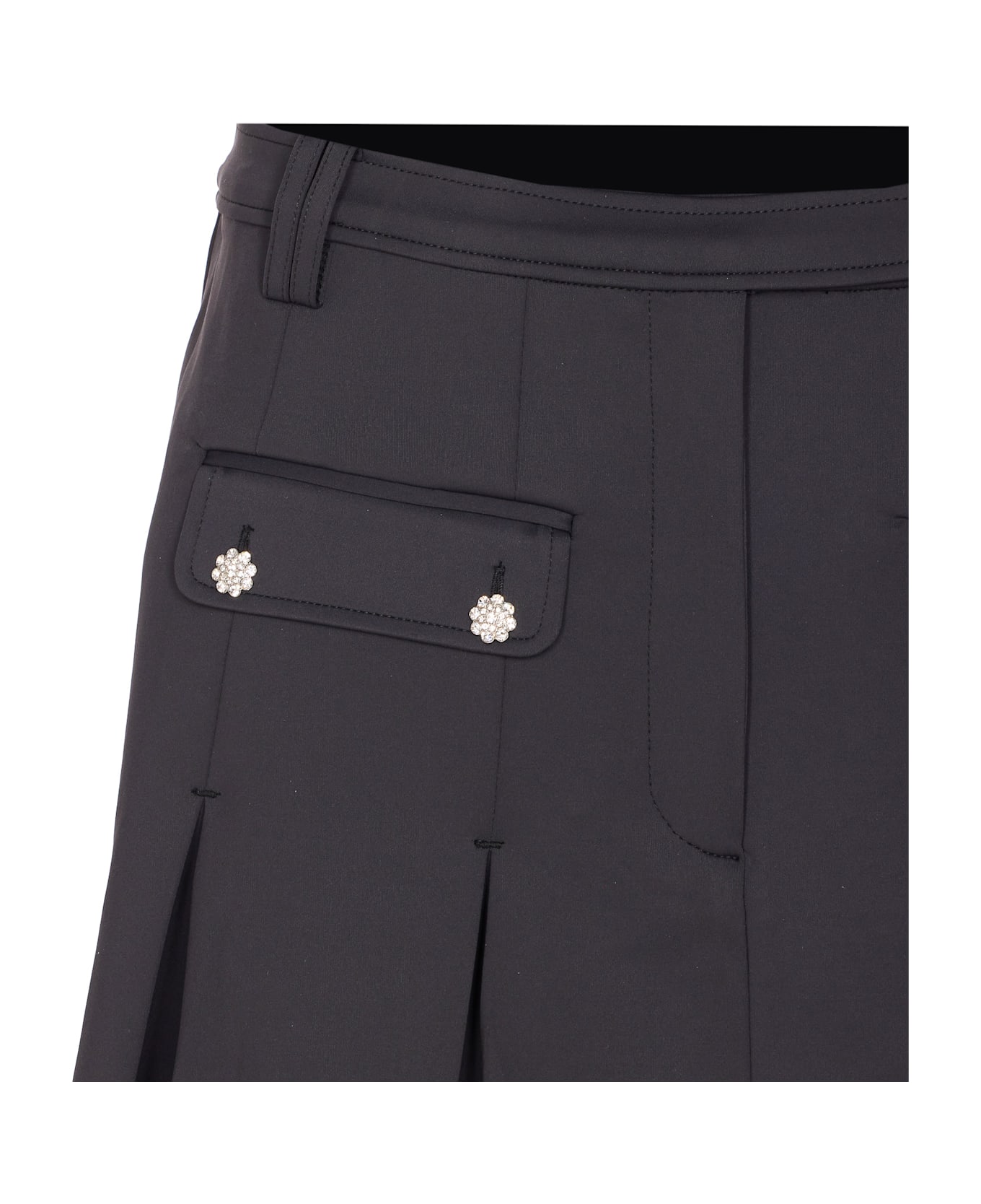 Ganni Black Pleated Mini Skirt - Grey