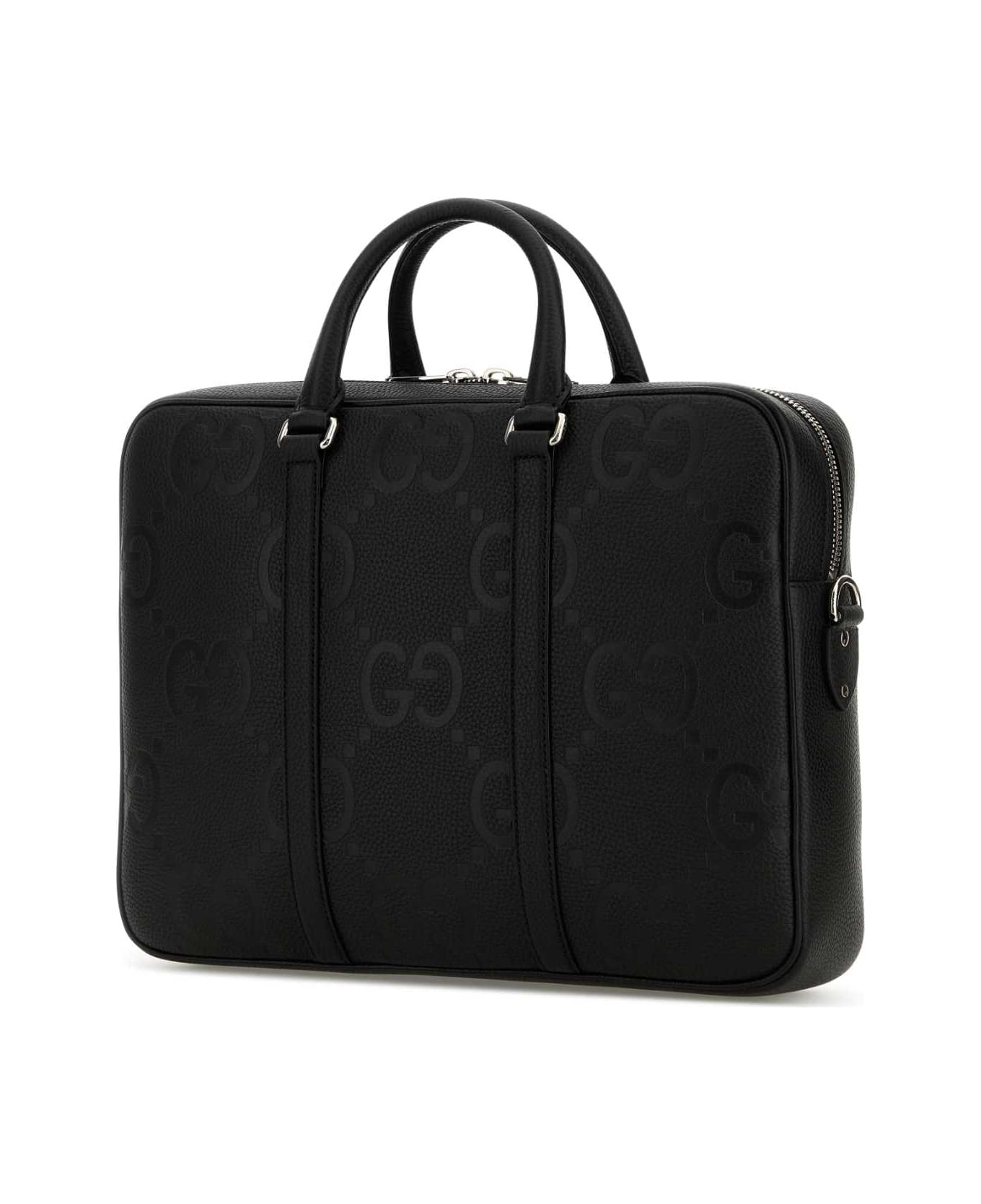 Gucci Black Leather Briefcase - Black