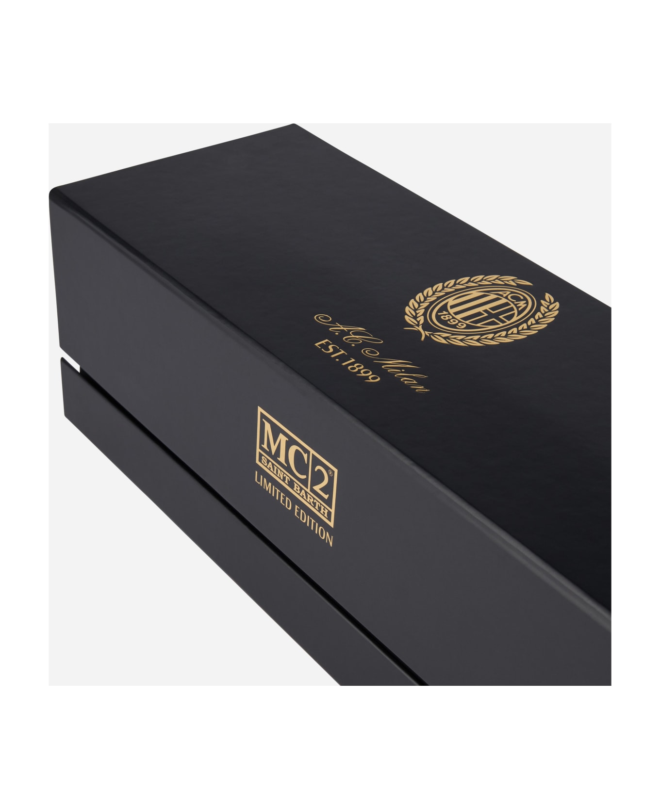 MC2 Saint Barth Black Classic Light Swim Shorts Patmos With Milan 125 Embroidery | Ac Milan 125 Special Edition - BLACK