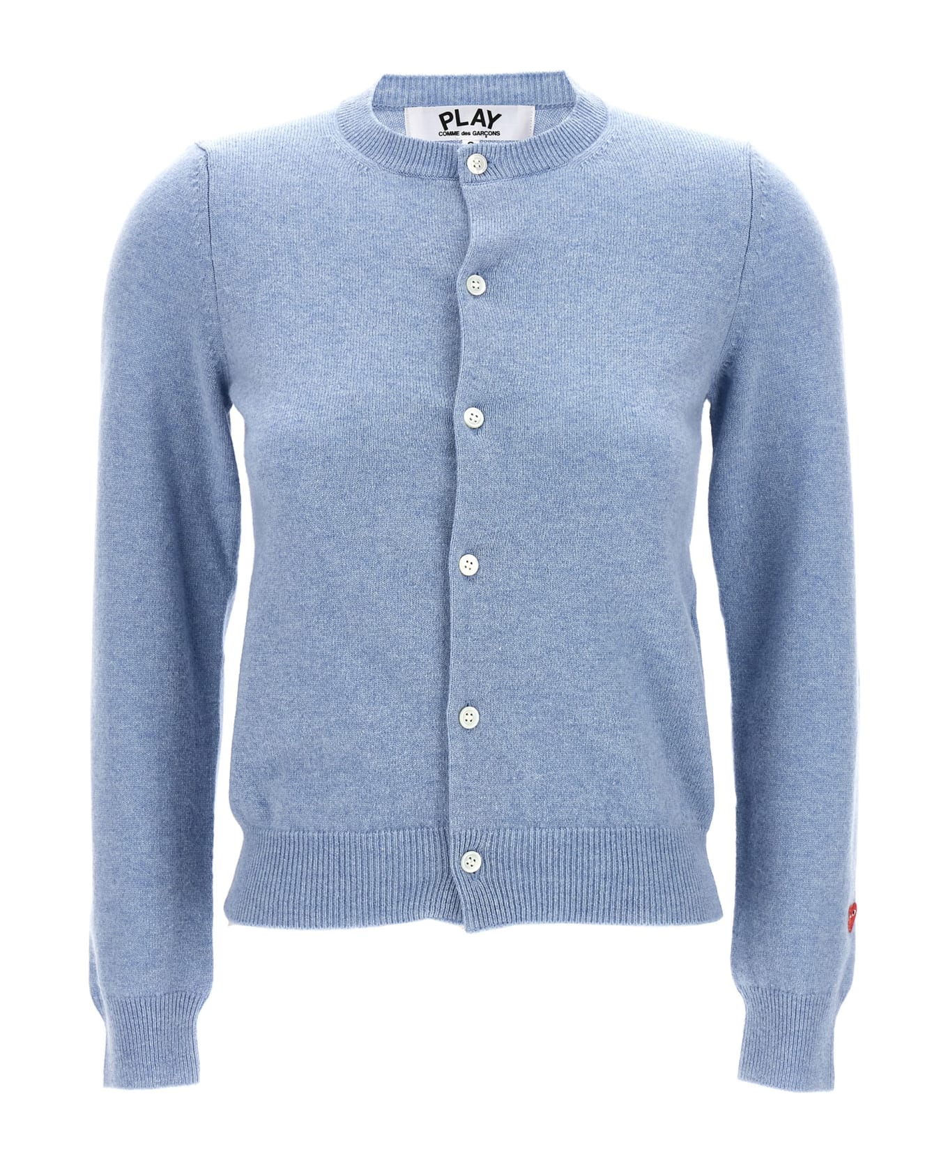 Comme des Garçons Play 'small Heart' Cardigan - Light Blue