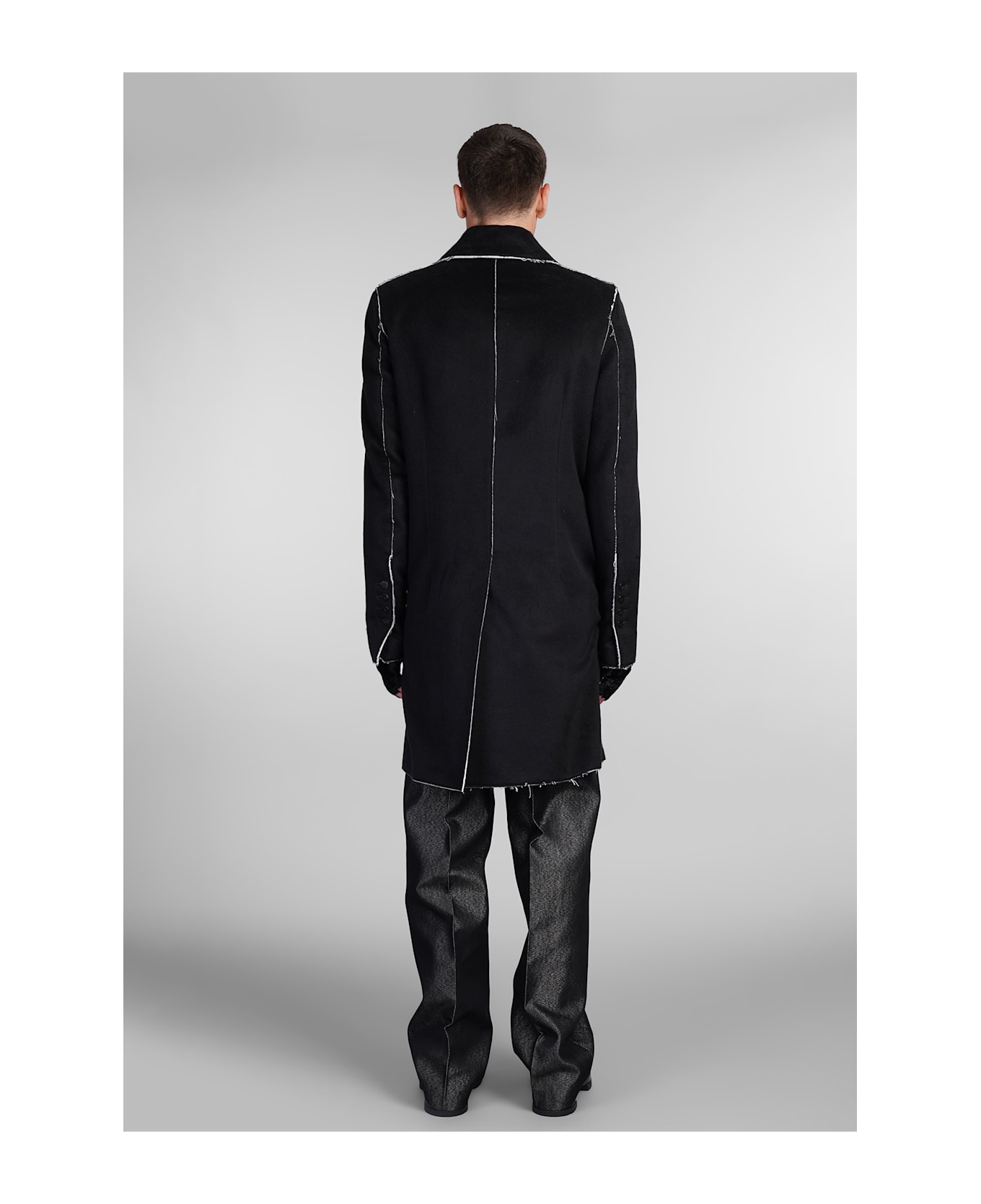 Sapio N23 Coat In Black Silk - black