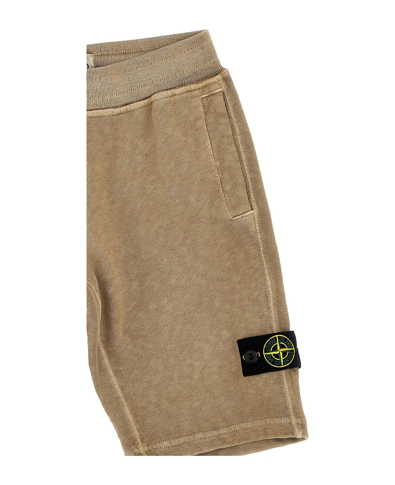 Stone Island Junior Logo Badge Bermuda Shorts - Beige