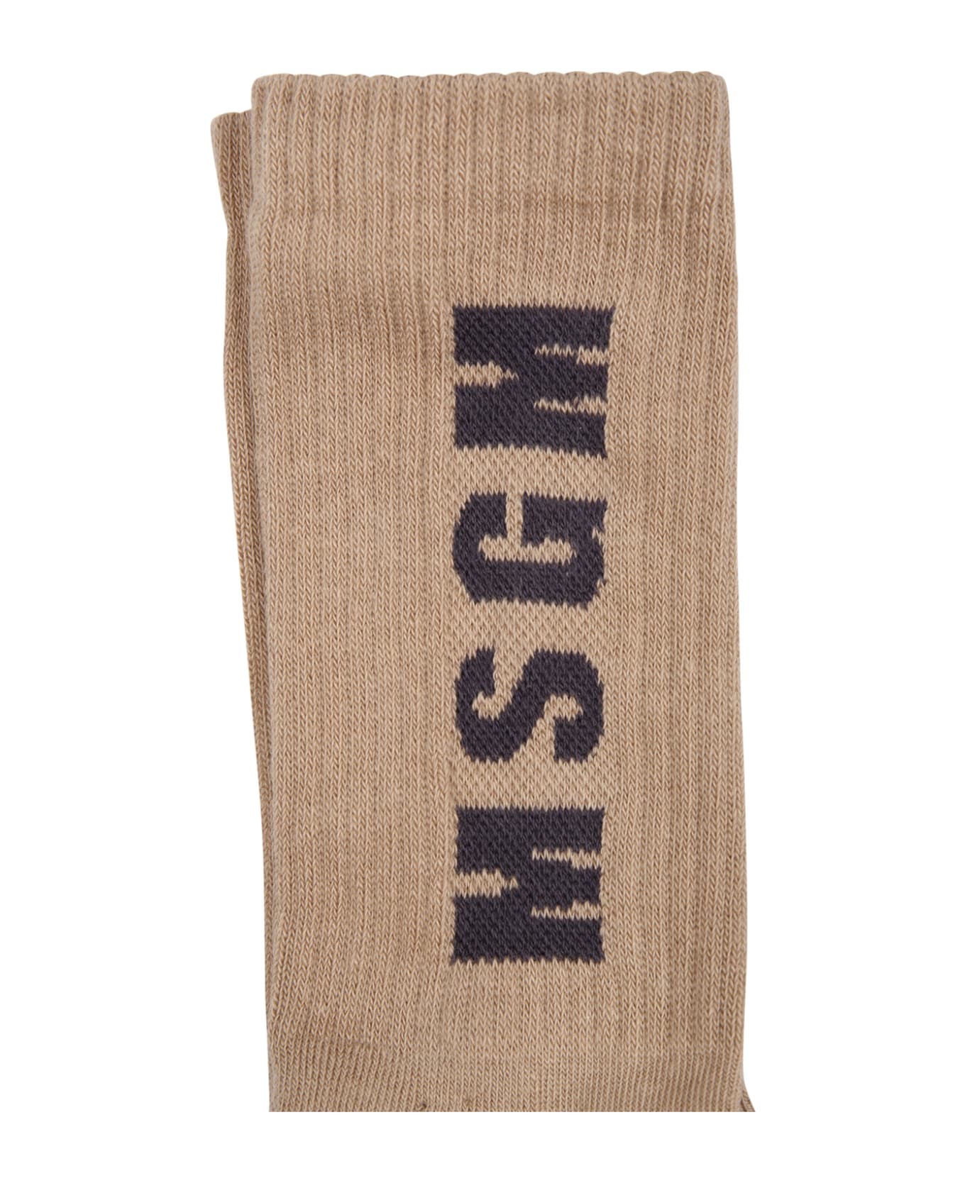 MSGM Beige Socks For Kids With Logo - Beige