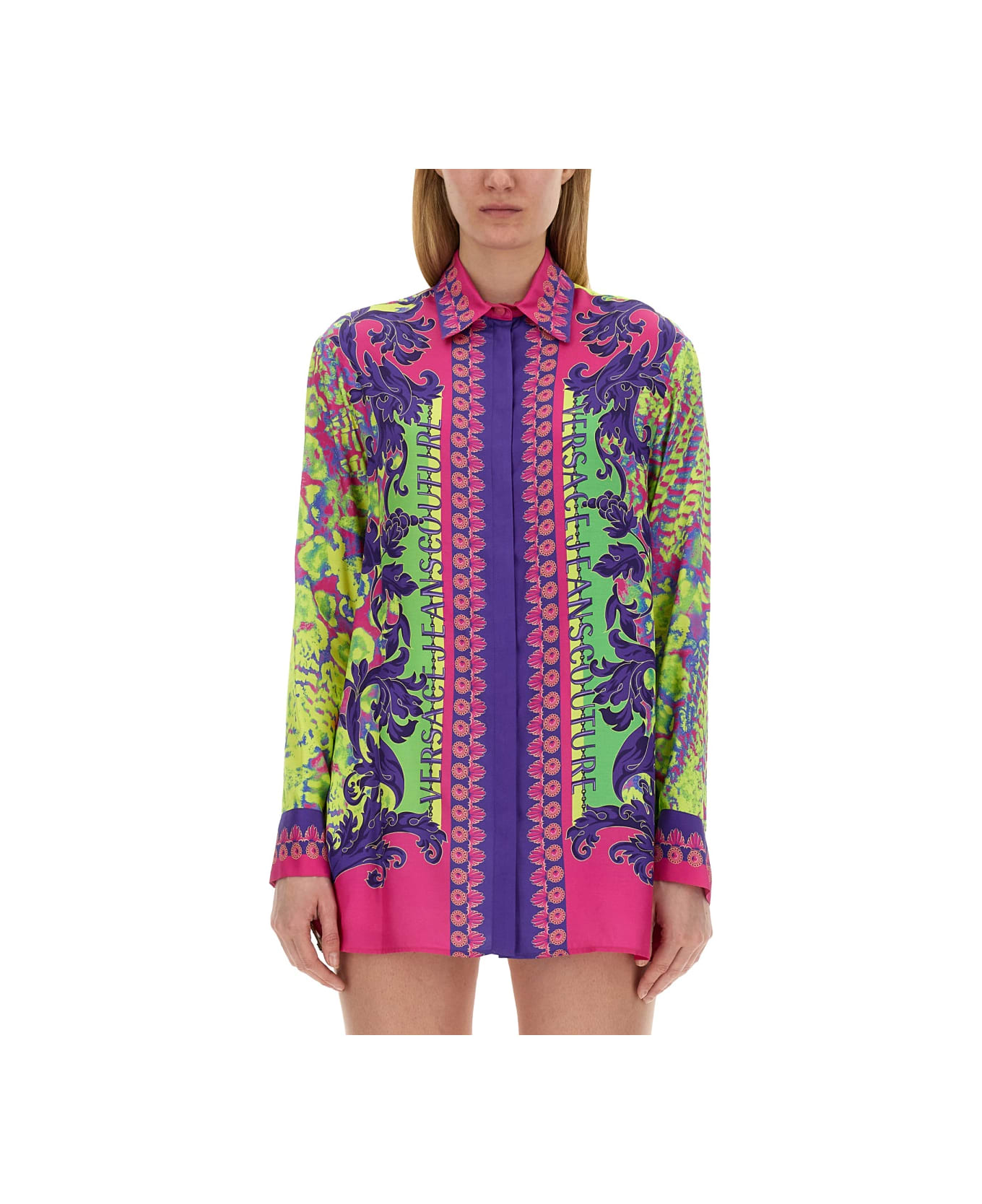 Versace Jeans Couture Shirt With Print And Logo - MULTICOLOUR