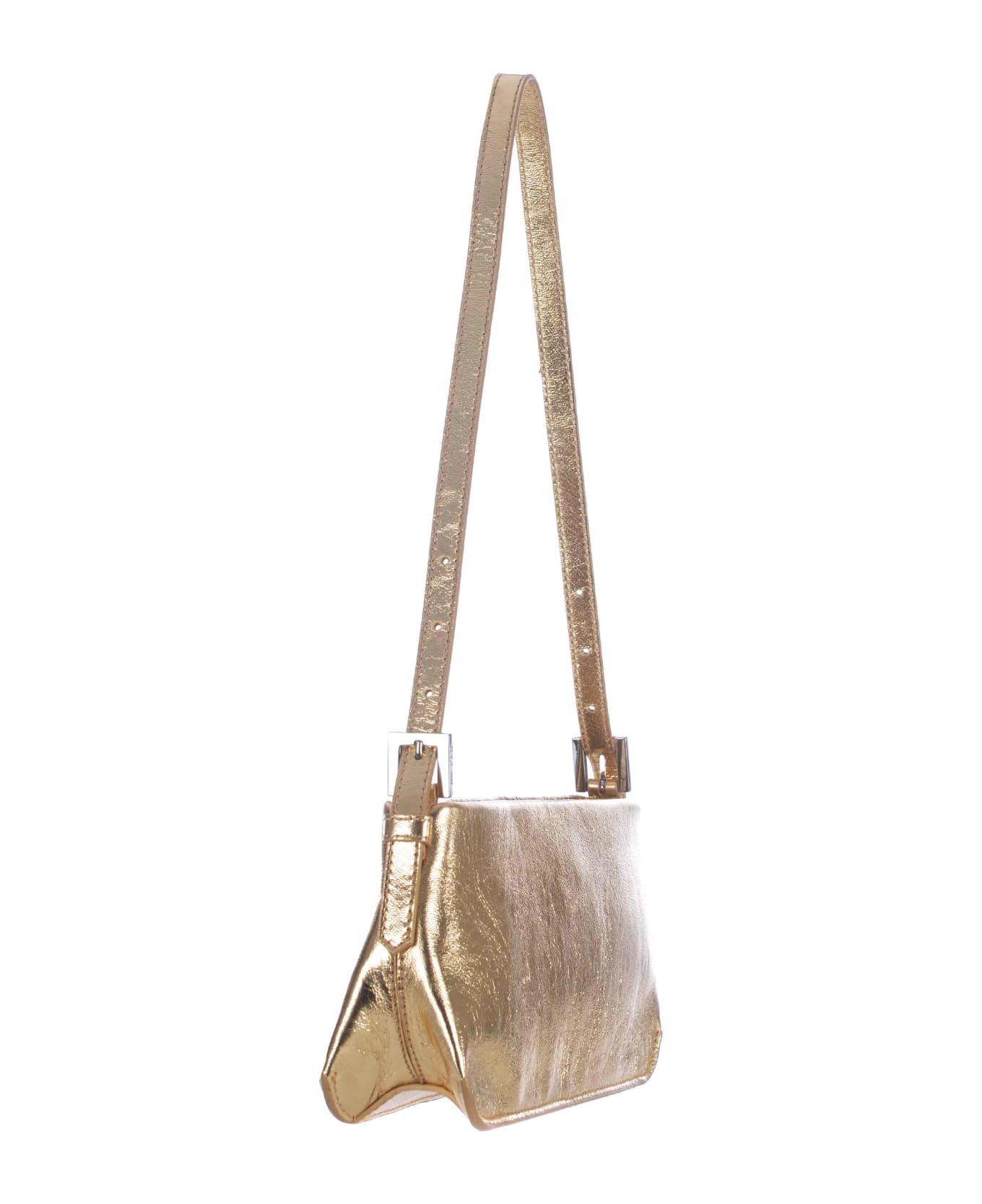 BY FAR Shoulder Bag By Far "dulce" In Metallic Leather - Pale gold