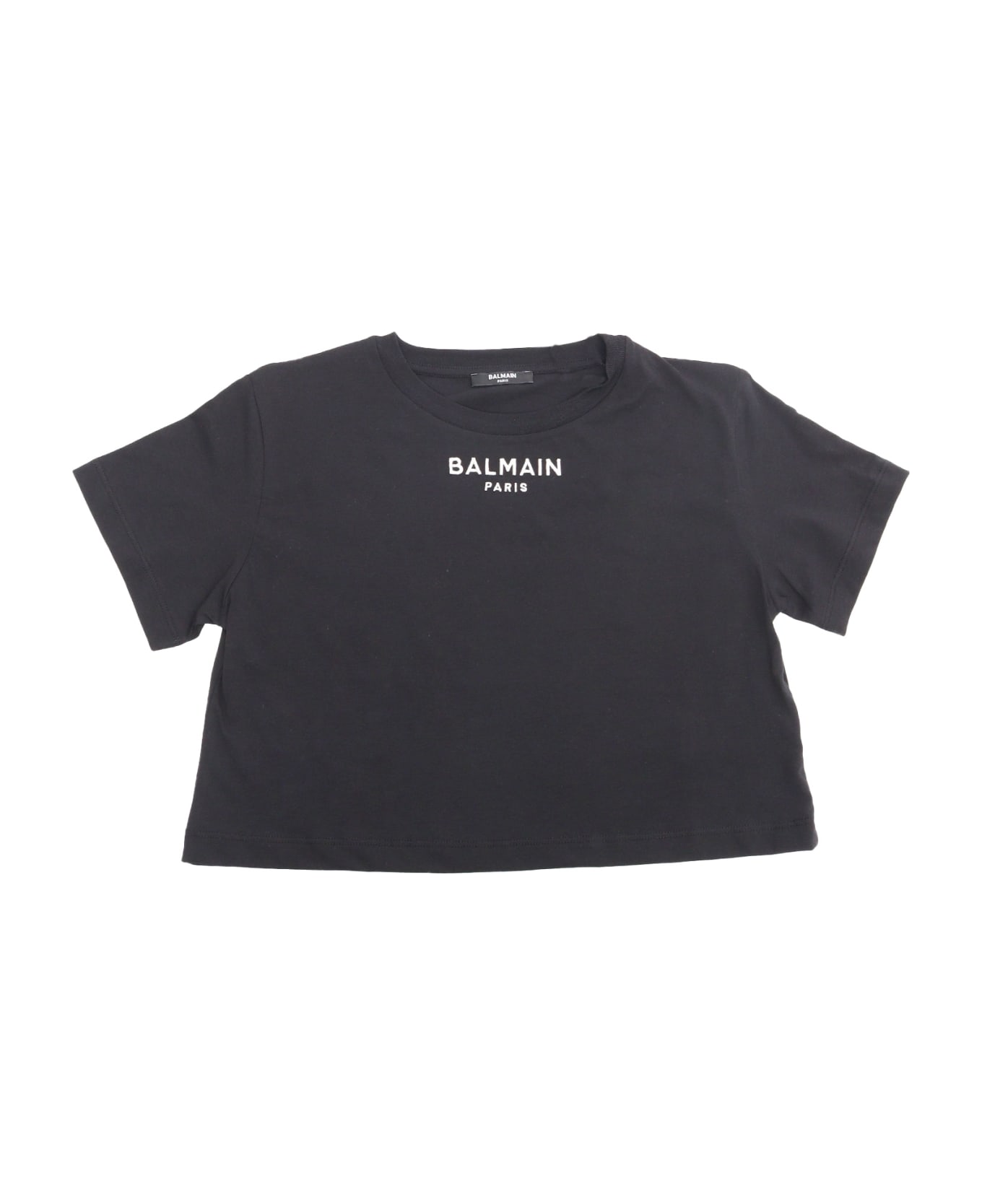 Balmain Black Cropped T-shirt - BLACK