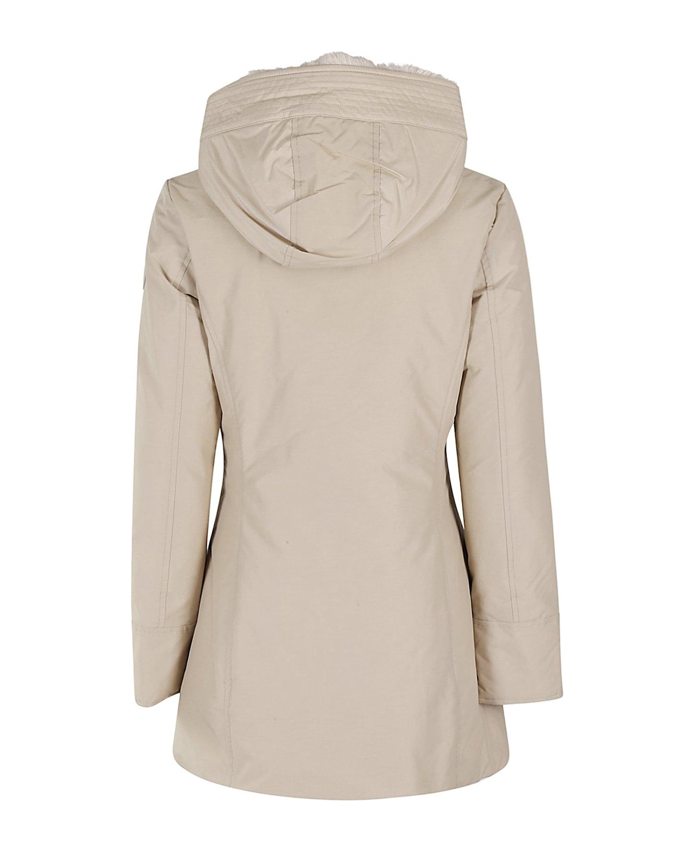 Woolrich Logo-patch Zip-up Padded Coat - Yellow Cream