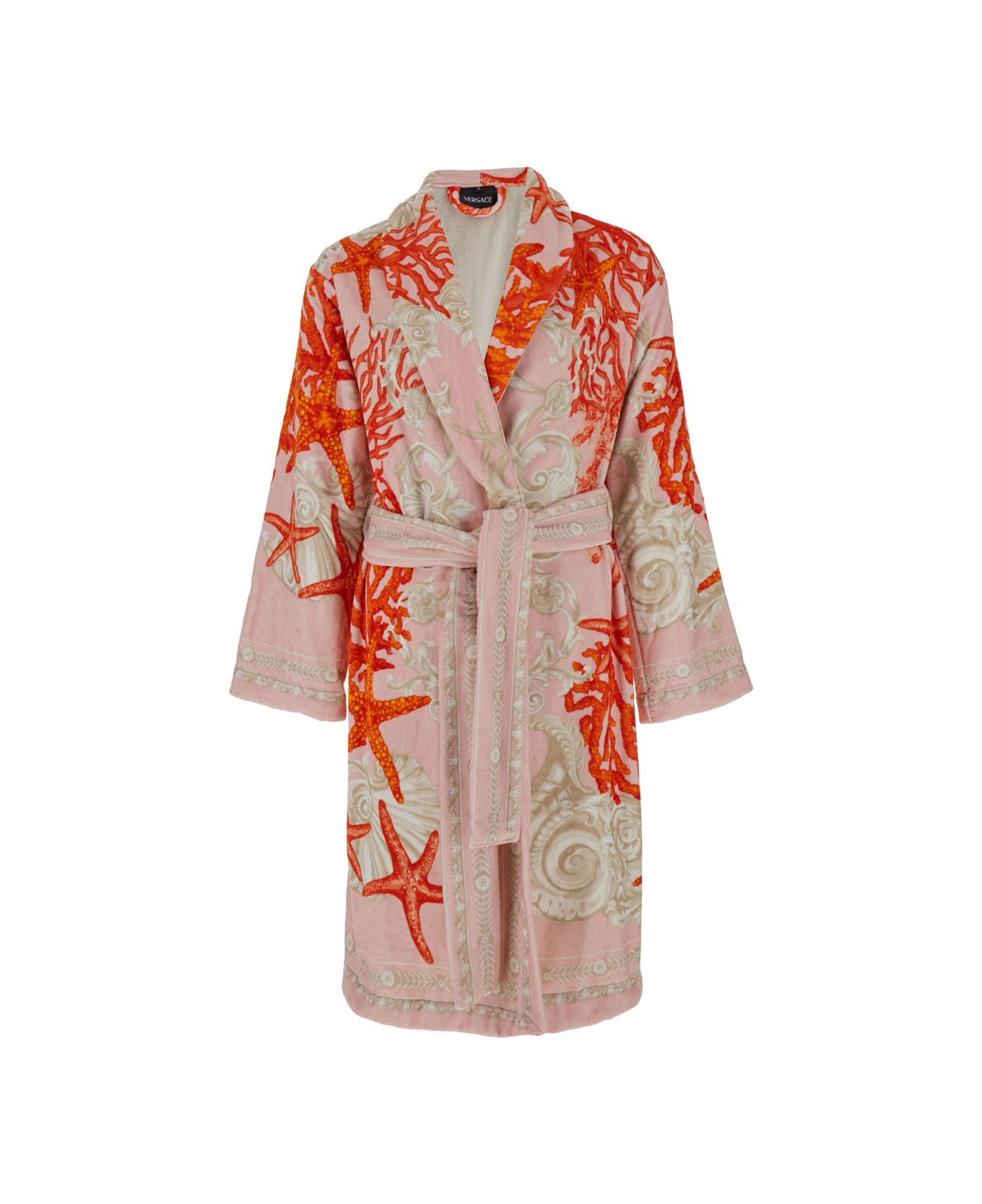 Versace Multicolor Bathrobe With Sea Baroque Pattern In Terry Cotton - Multicolor