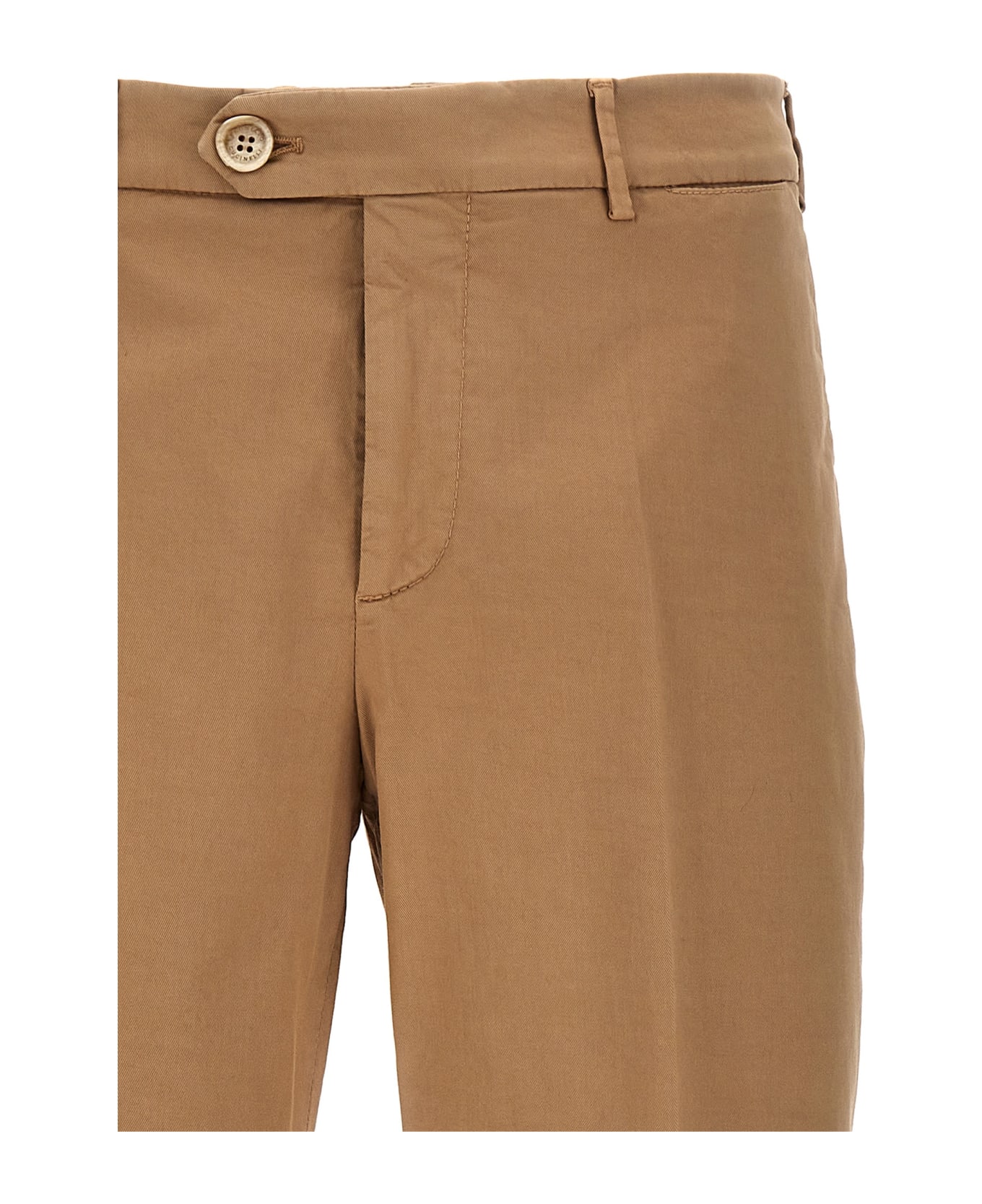 Brunello Cucinelli Italian Fit Cotton Gabardine Trousers - Beige