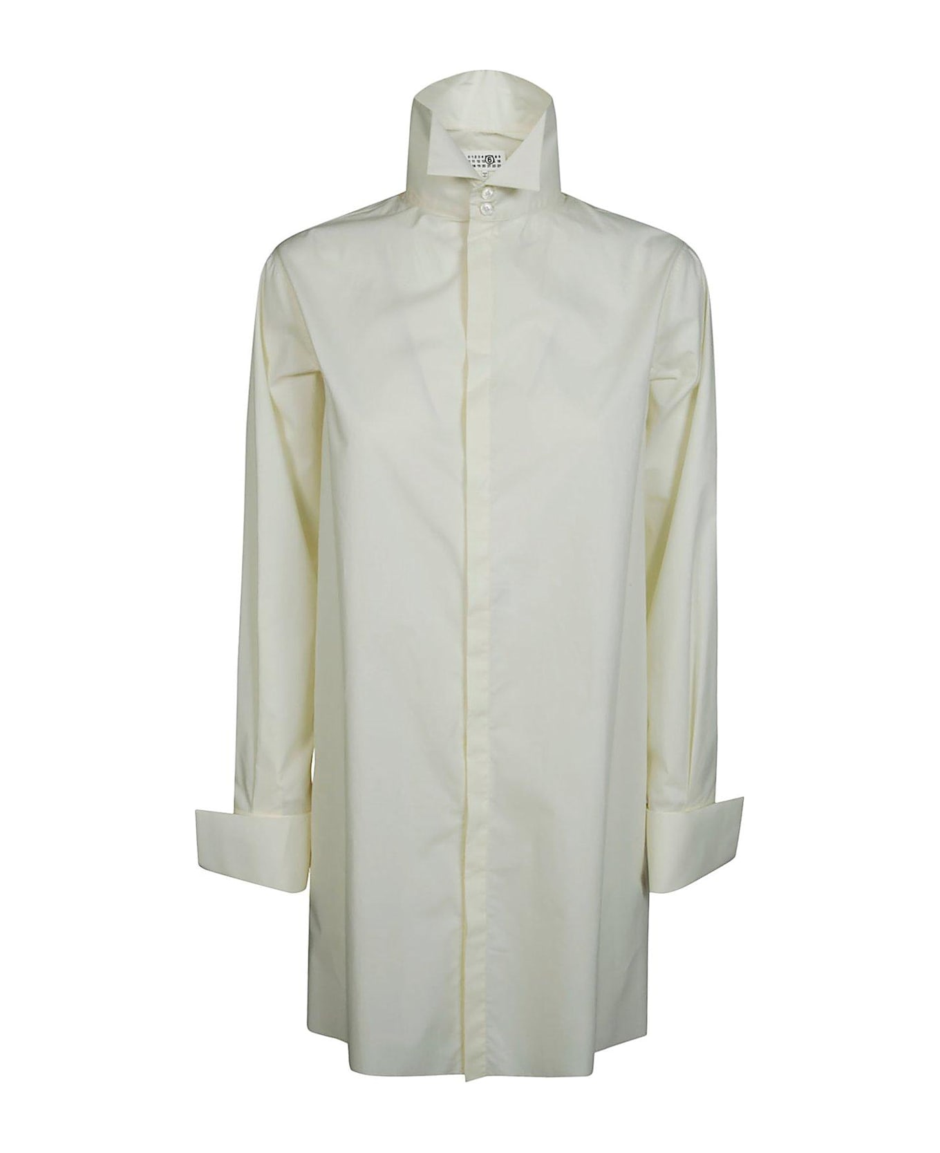 MM6 Maison Margiela Button Detailed High Neck Top - Bianco