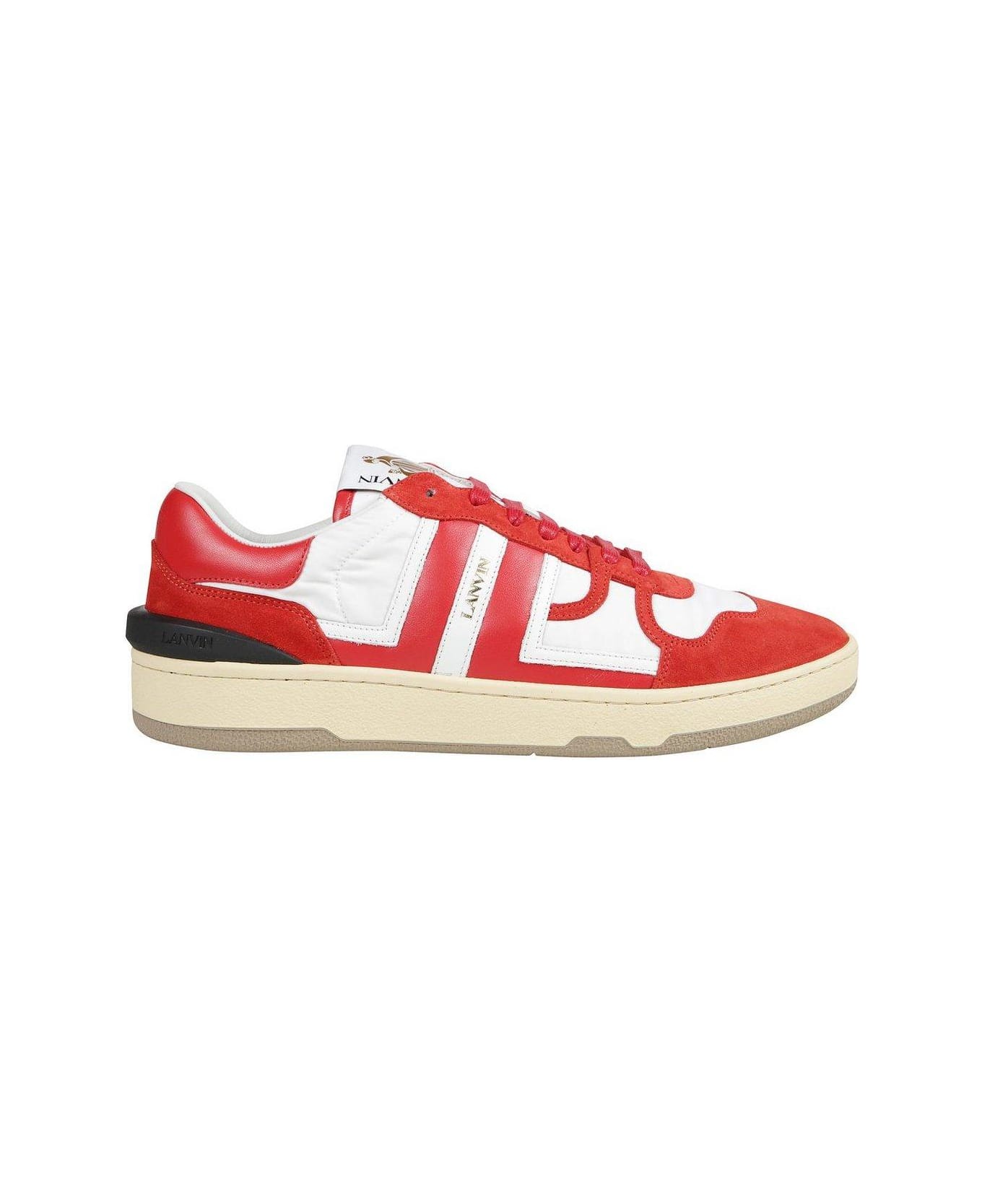 Lanvin Logo Printed Lace-up Sneakers - ROUGE/BLANC