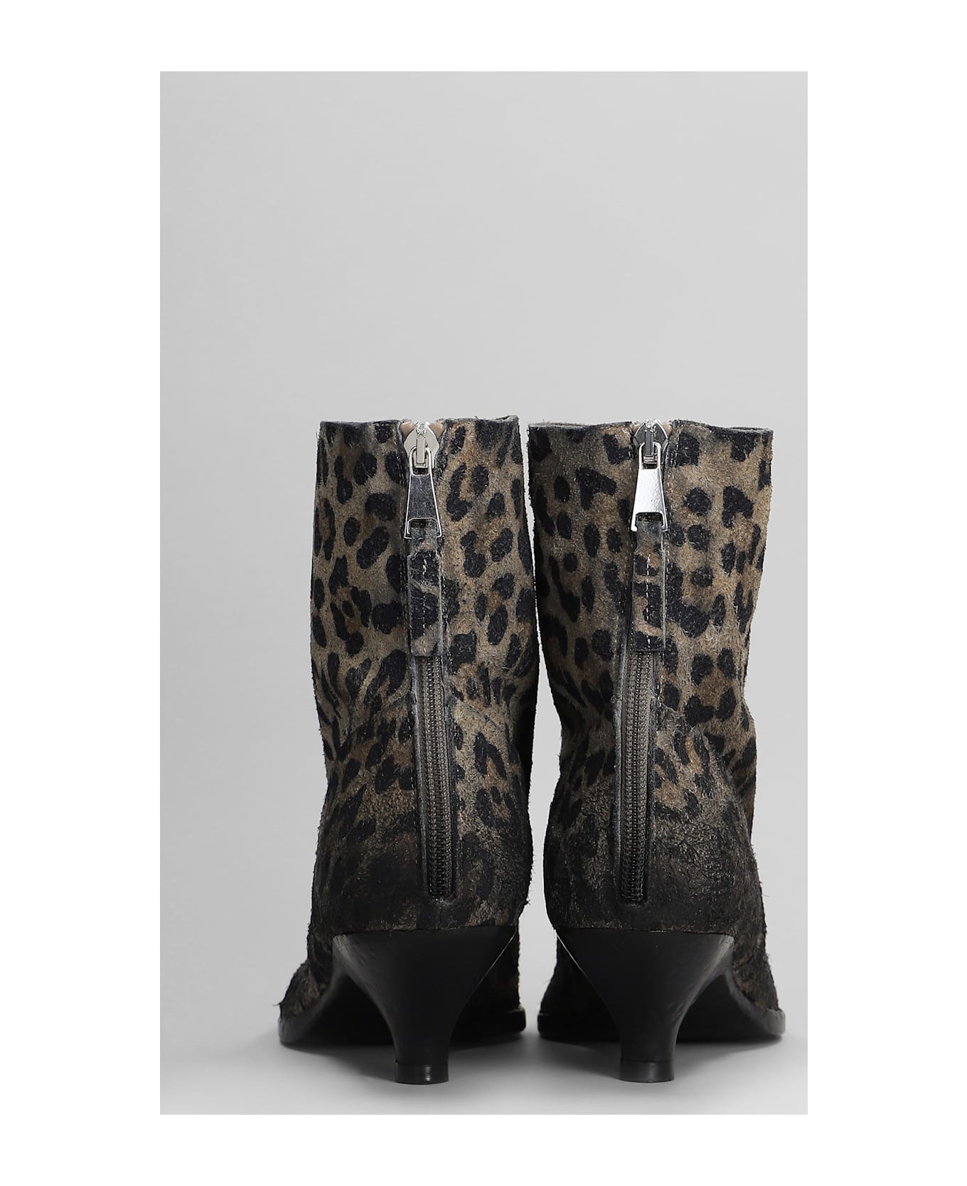 Elena Iachi High Heels Ankle Boots In Animalier Suede - Animalier