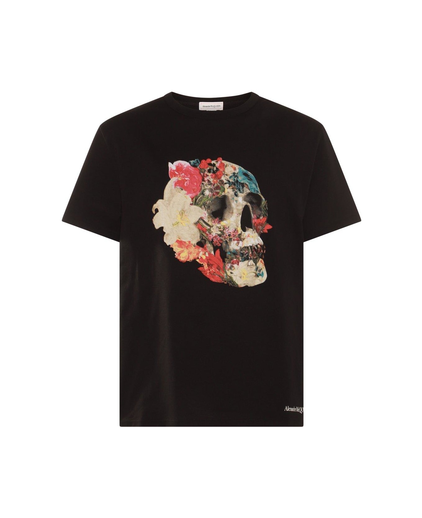 Alexander McQueen Floral Skull T-shirt - BLACK