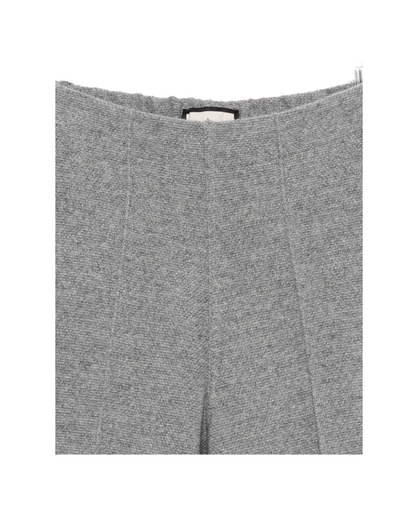 Bruno Manetti 100% Wool Piqué Knit Trousers - Grey