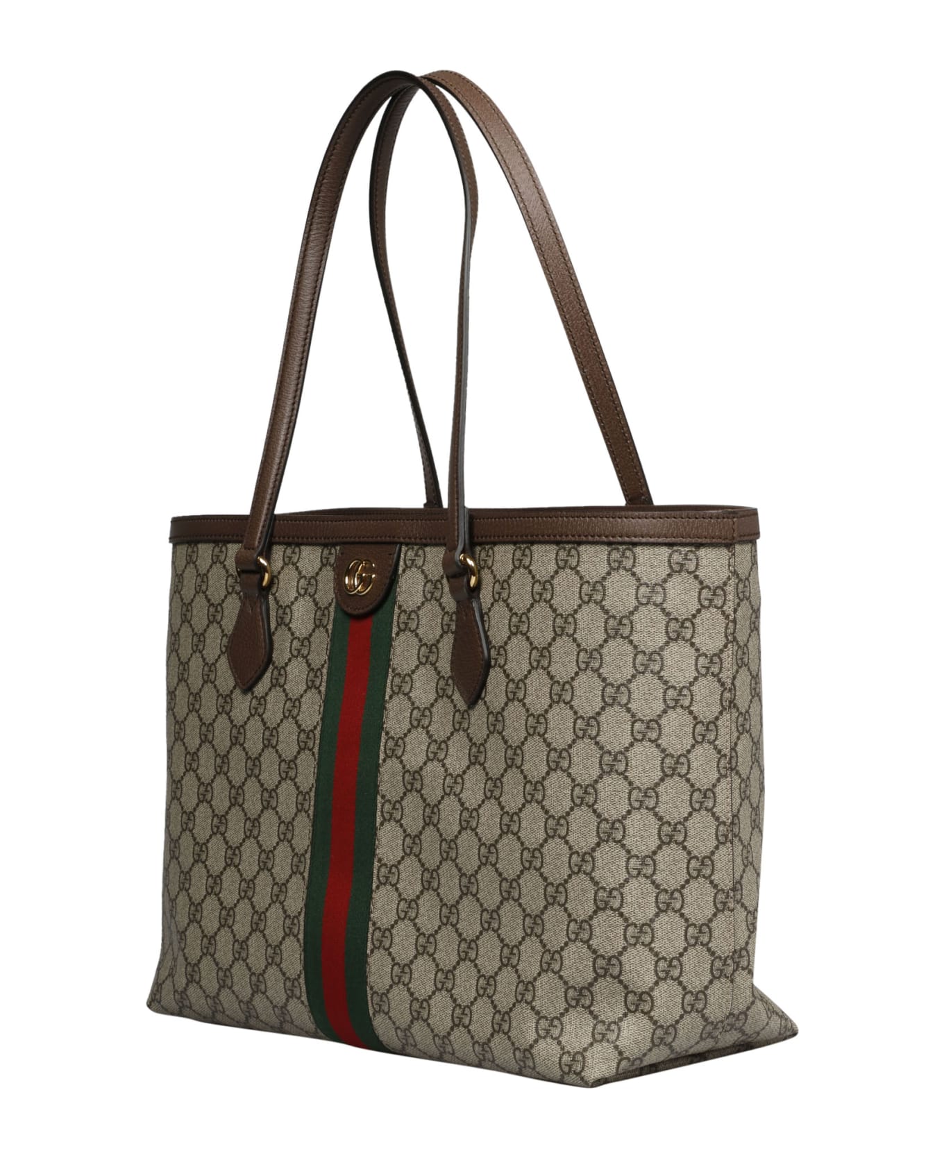 Gucci Web Stripe Detail Logo Tote - Brown