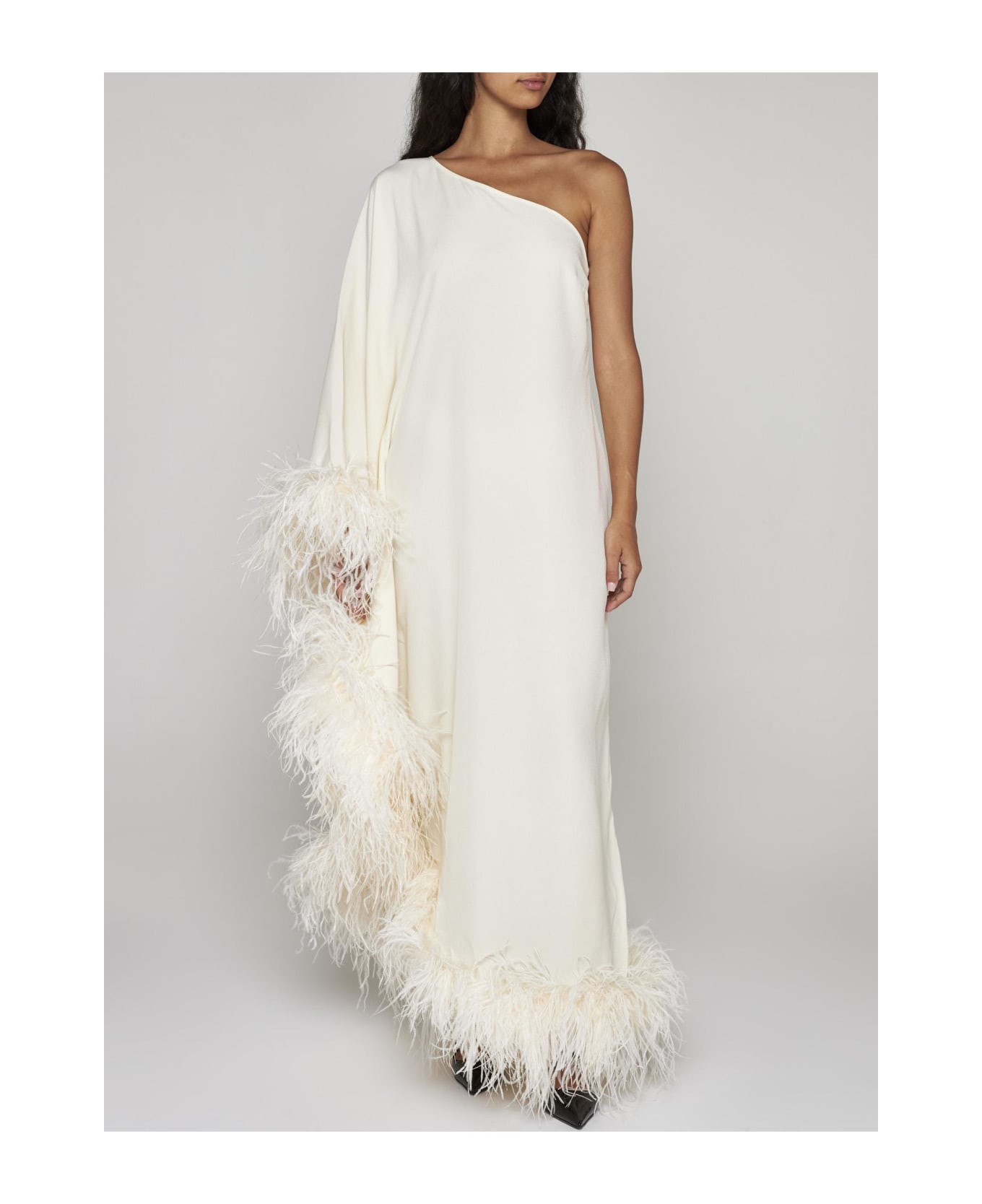 Taller Marmo Ubud Feathered Viscose-blend Long Dress - White