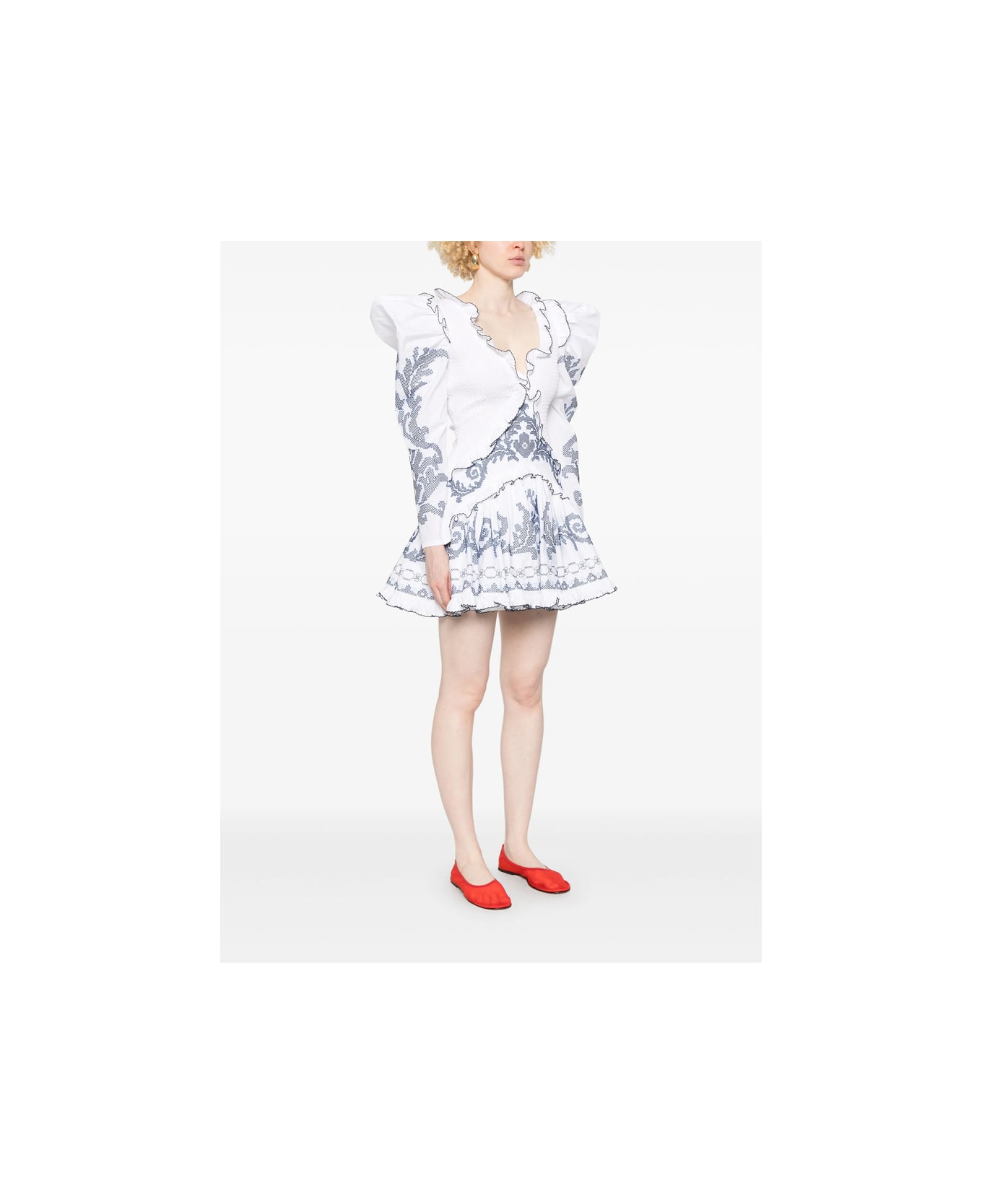 ALEMAIS Dress - WHITE/BLUE