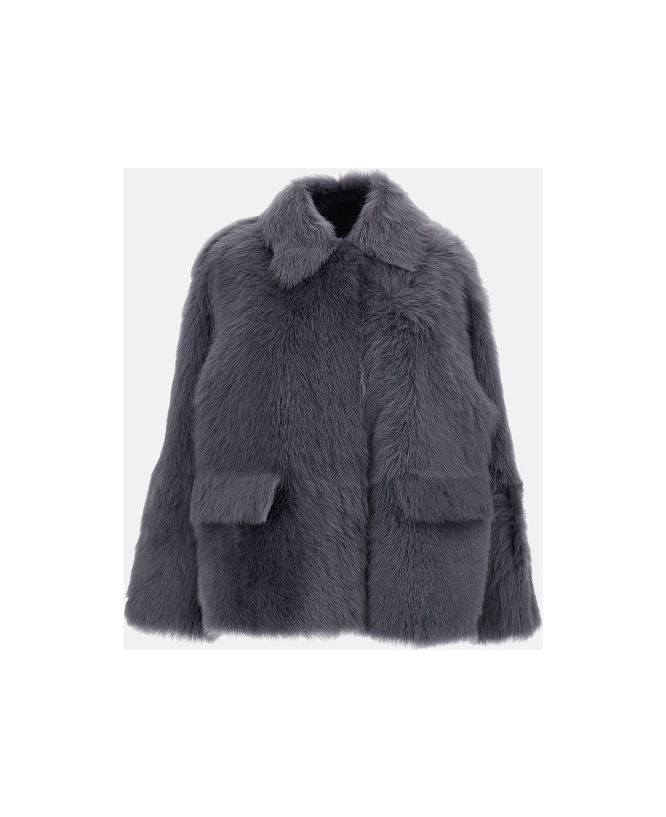 Desa 1972 Reversible Shearling Boxy Jacket - Grey