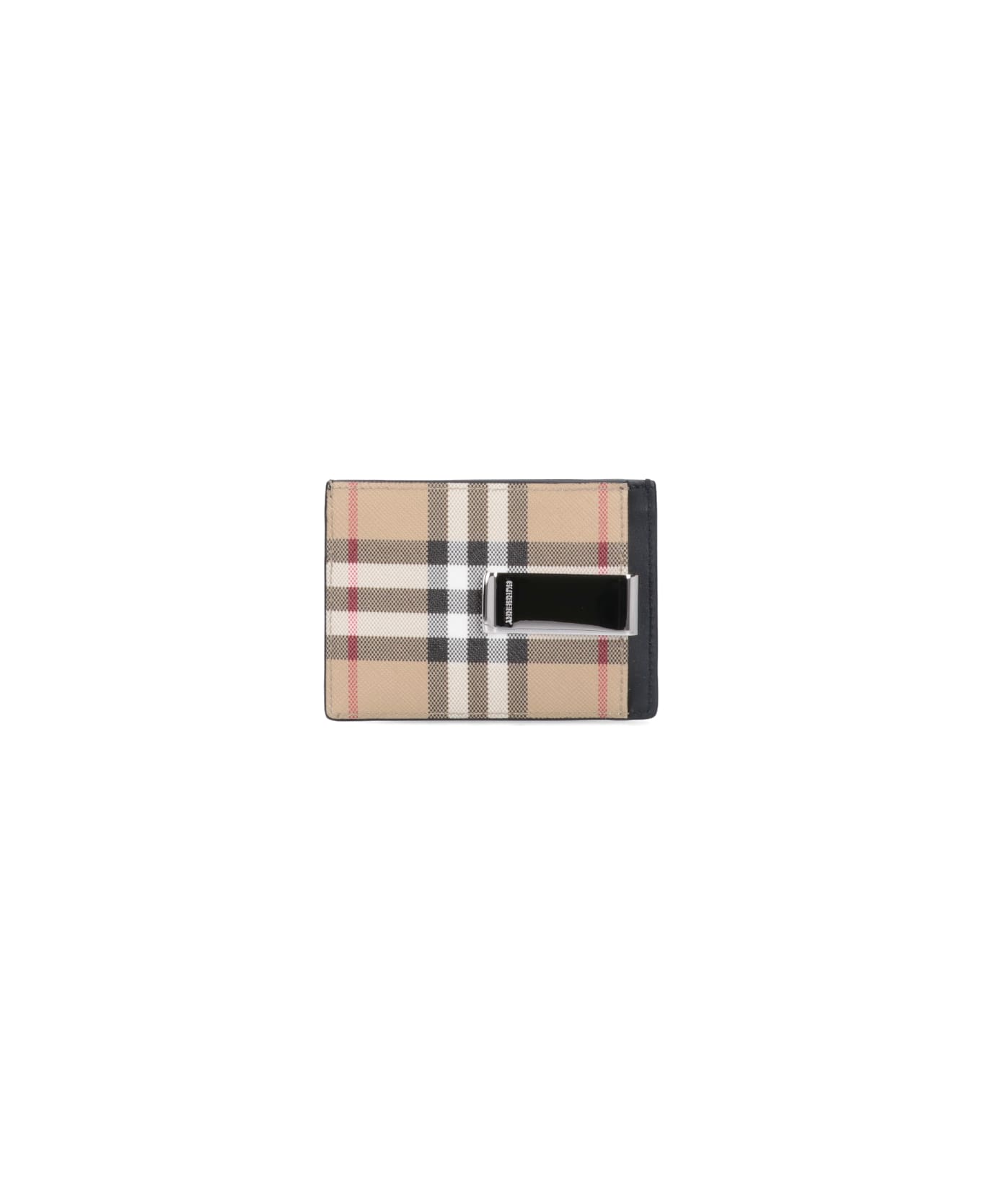 Burberry Vintage Check Card Holder With Money Clip - Beige 財布