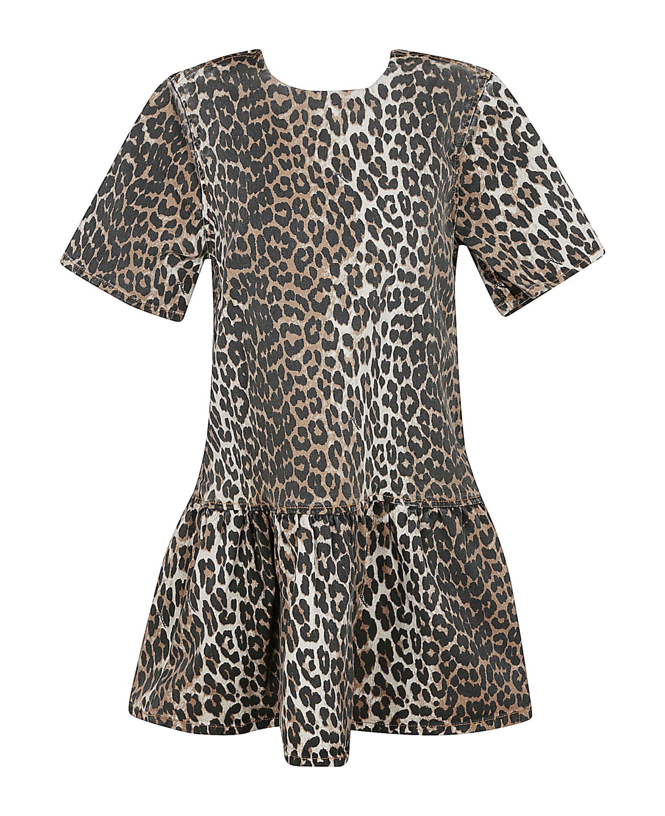 Ganni Animalier Print Flare Hem Dress - Leopard